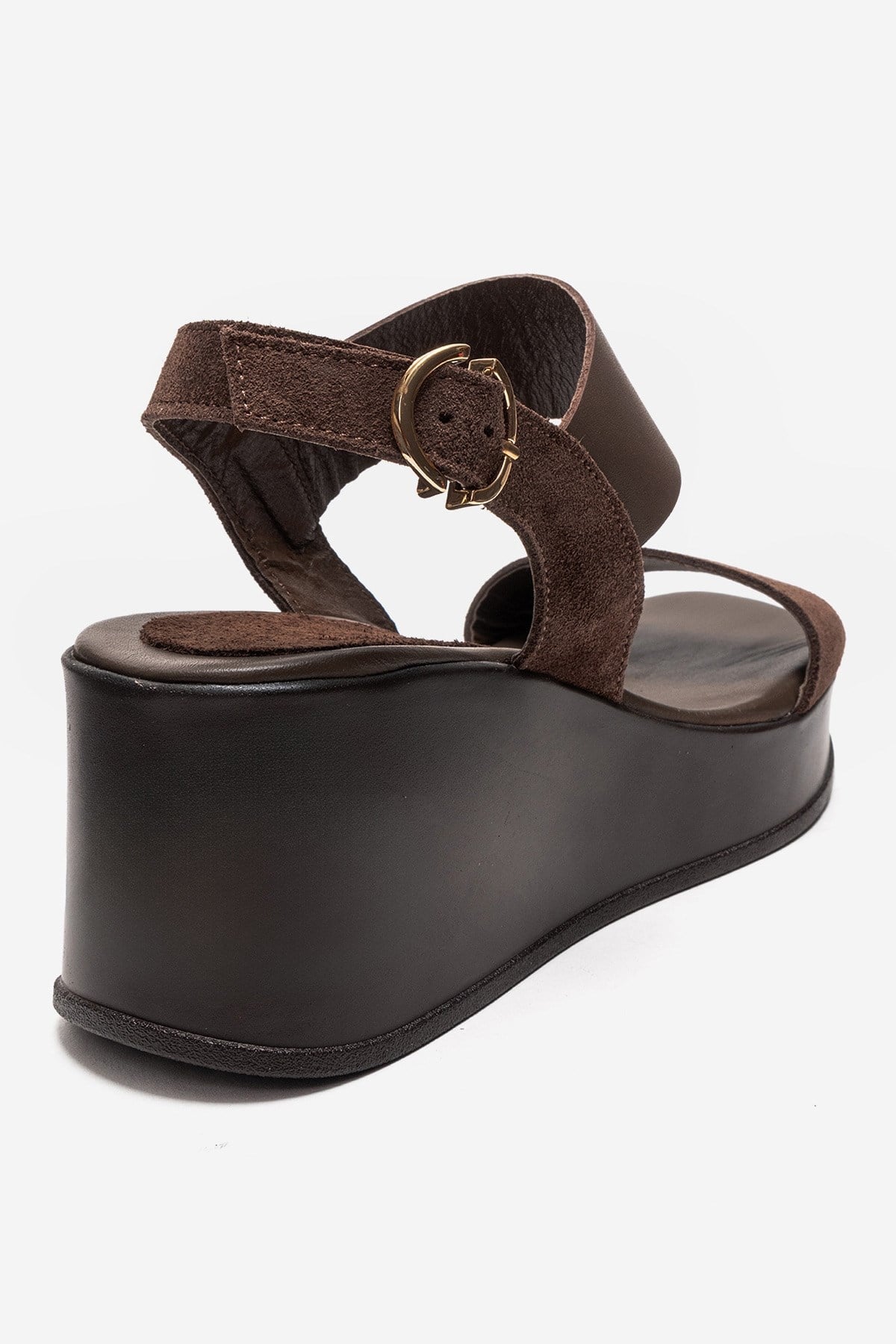 LOLANTHE - Brown Genuine Leather Wedge Sandal (Women)
