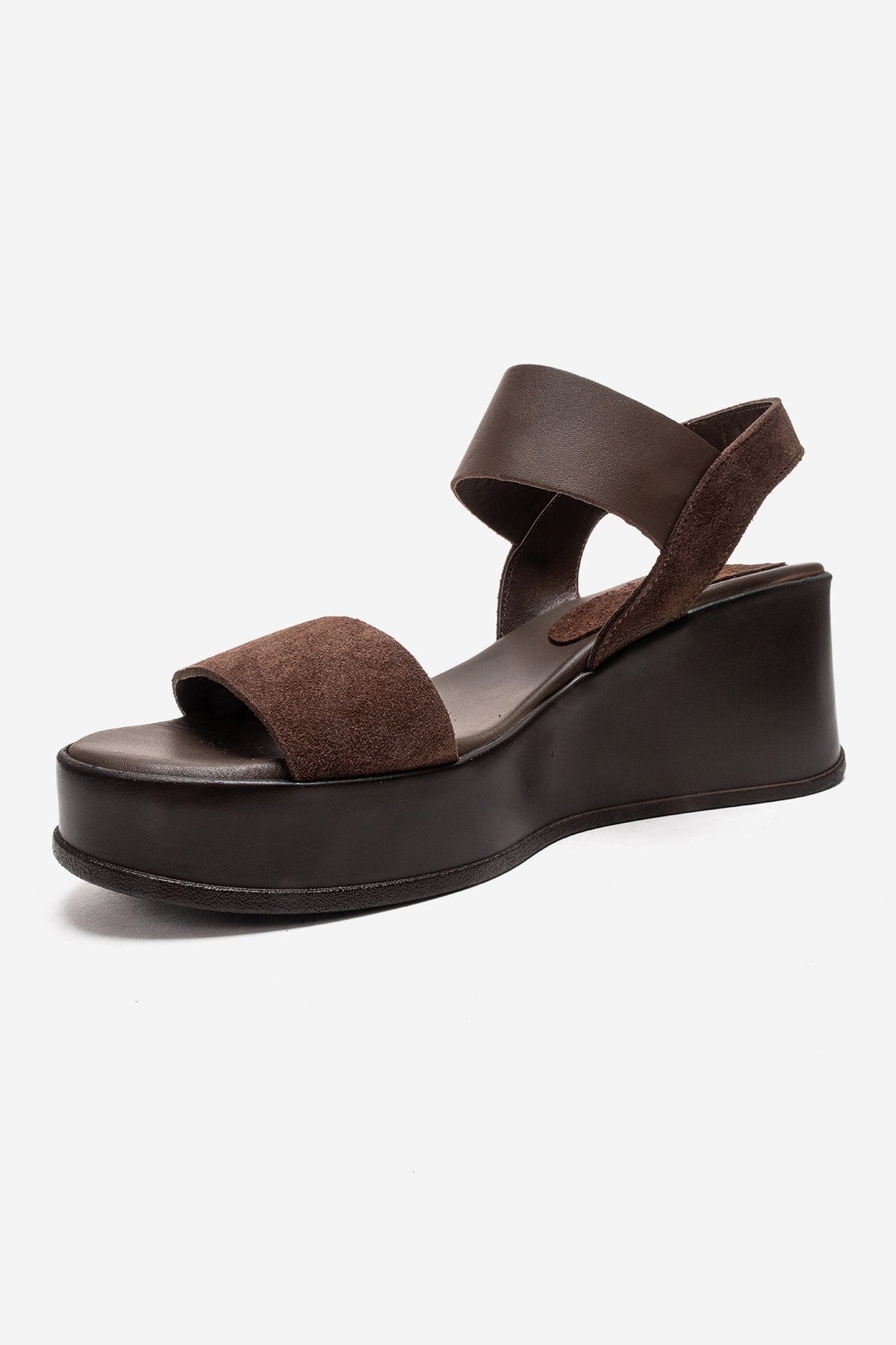 LOLANTHE - Brown Genuine Leather Wedge Sandal (Women)