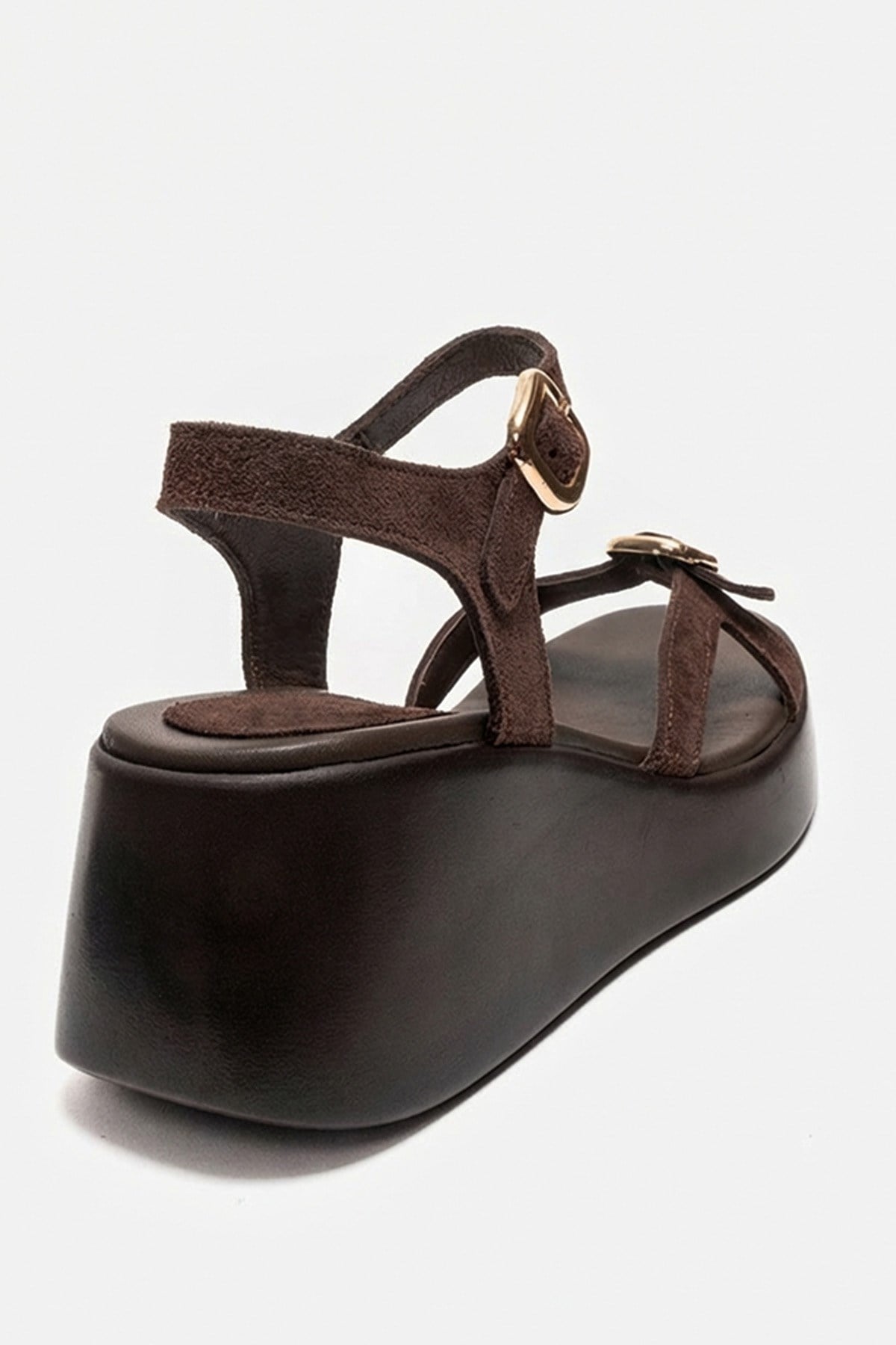 KALIA - Brown Suede Genuine Leather Wedge Heel Sandal (Women)