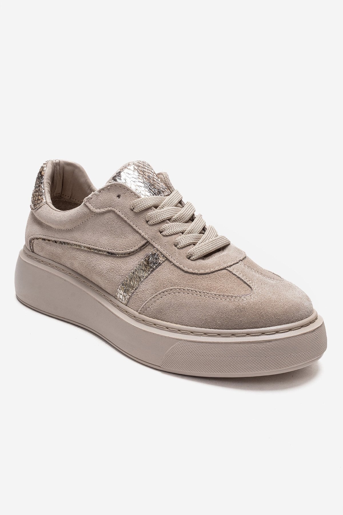 IVARA - Beige Suede Genuine Leather Everyday Sneaker (Women)