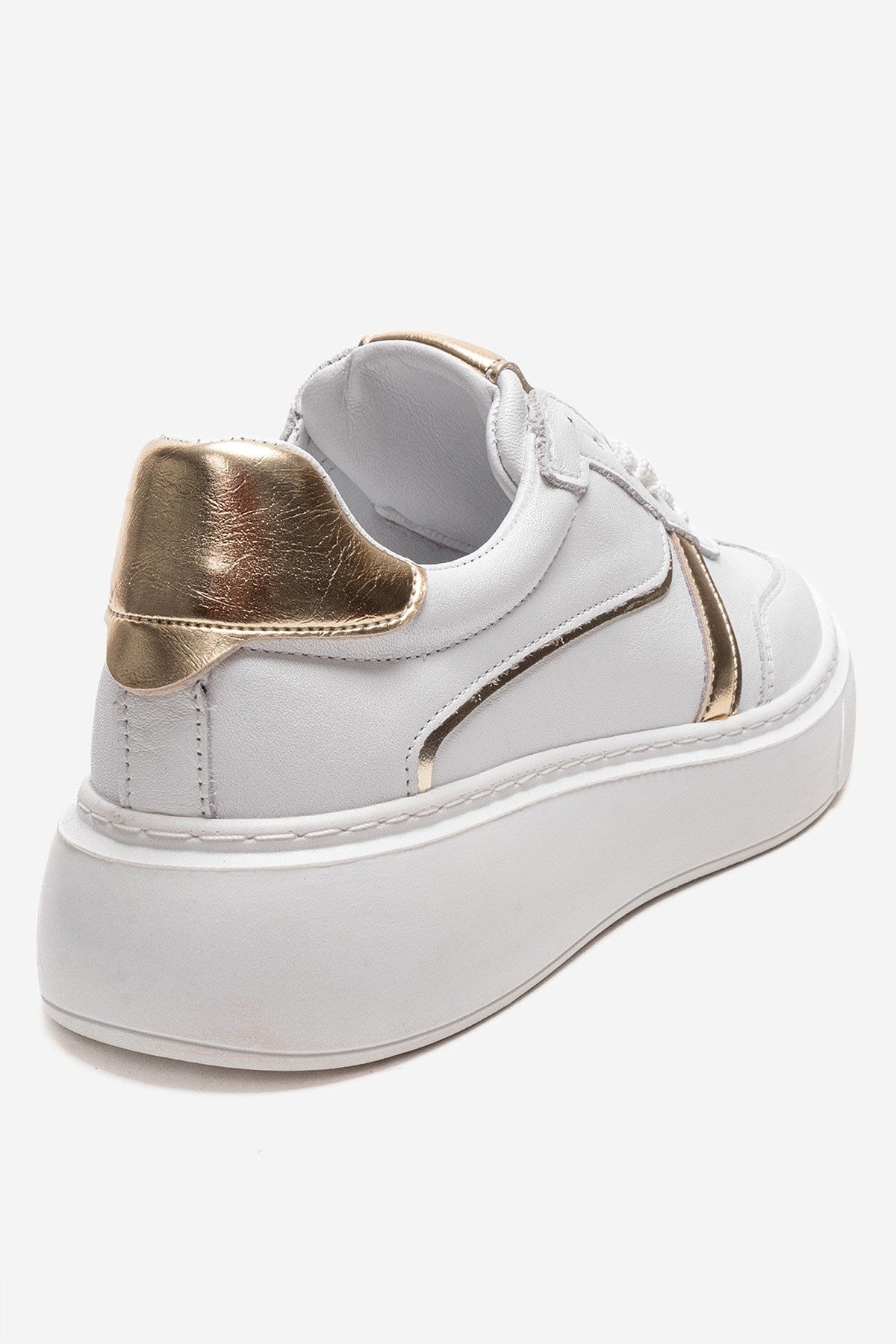 IVARA - White And Gold Genuine Leather Everyday Sneaker (Women)