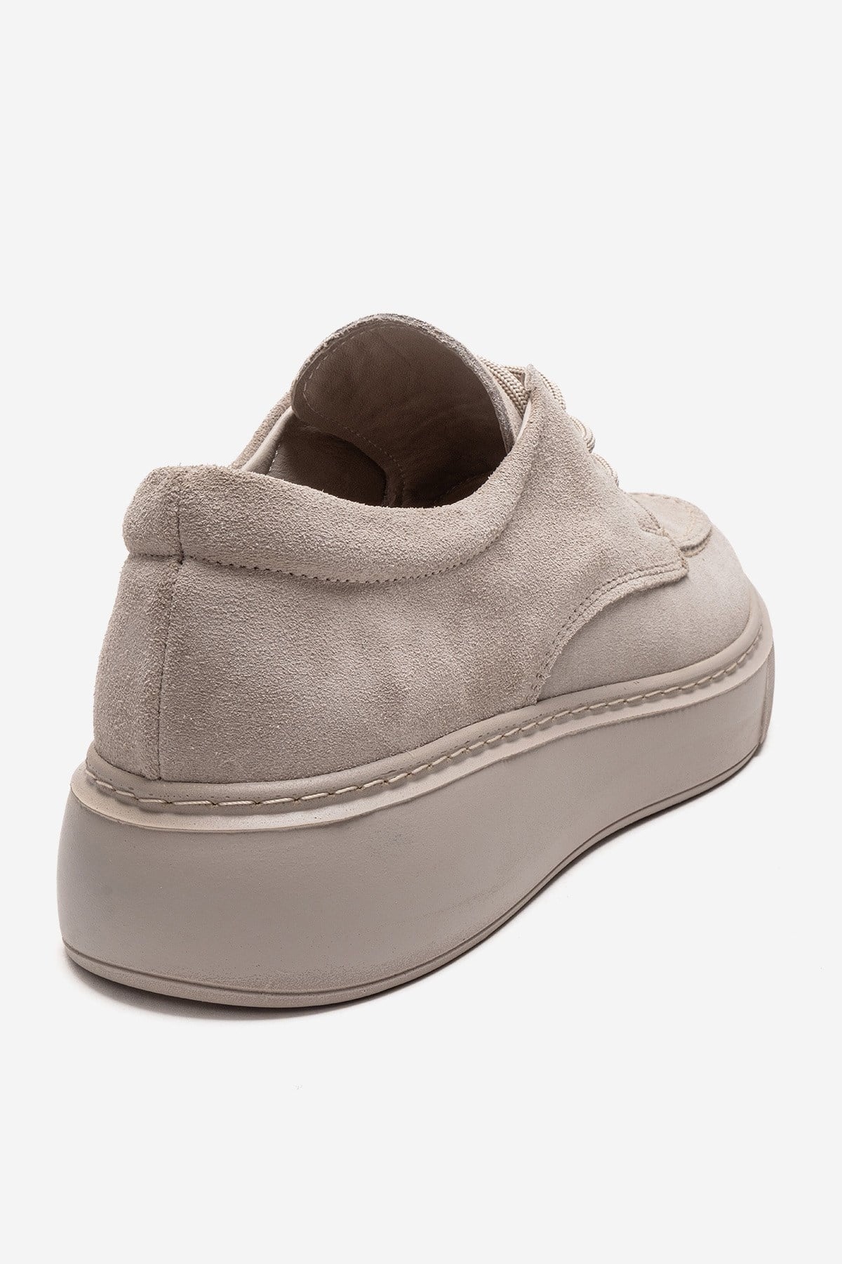 MAREON - Beige Suede Genuine Leather Lace-Up Sneaker (Women)