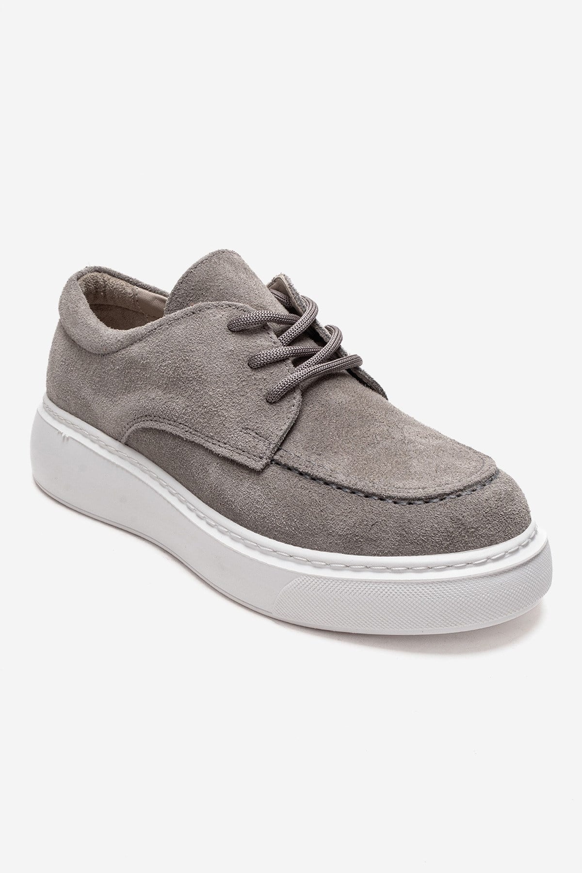 MAREON - Gray Suede Genuine Leather Lace-Up Sneaker (Women)