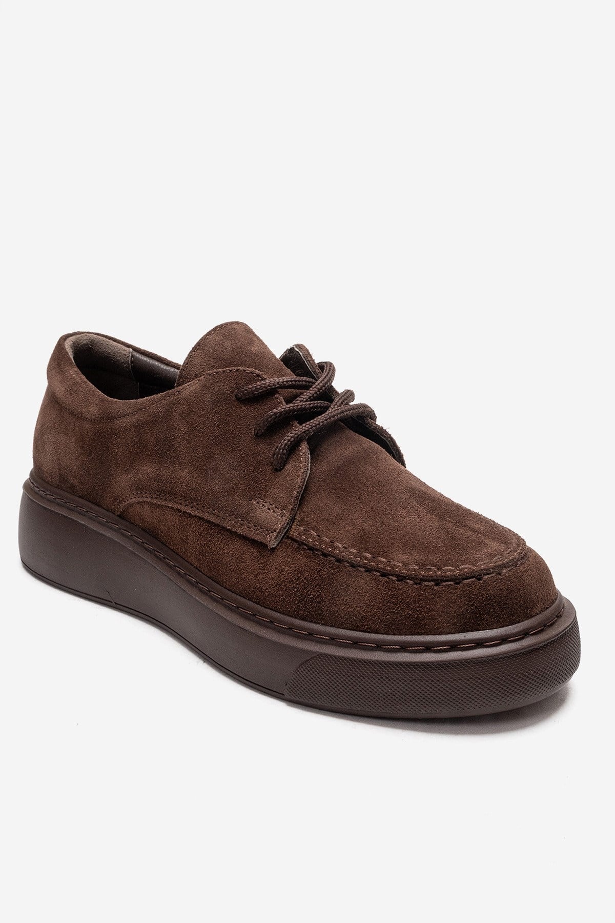 MAREON - Brown Suede Genuine Leather Lace-Up Sneaker (Women)