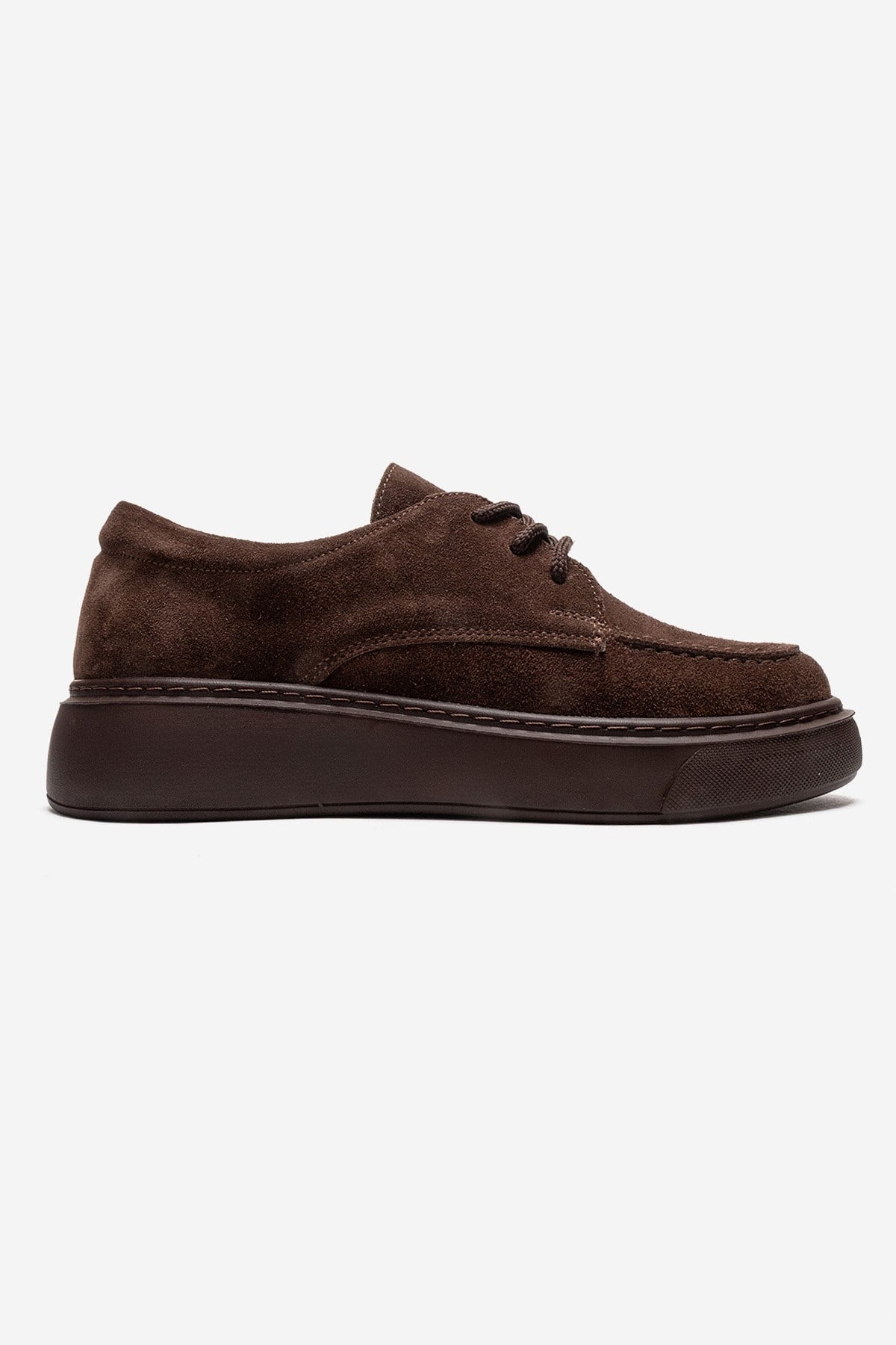 MAREON - Brown Suede Genuine Leather Lace-Up Sneaker (Women)