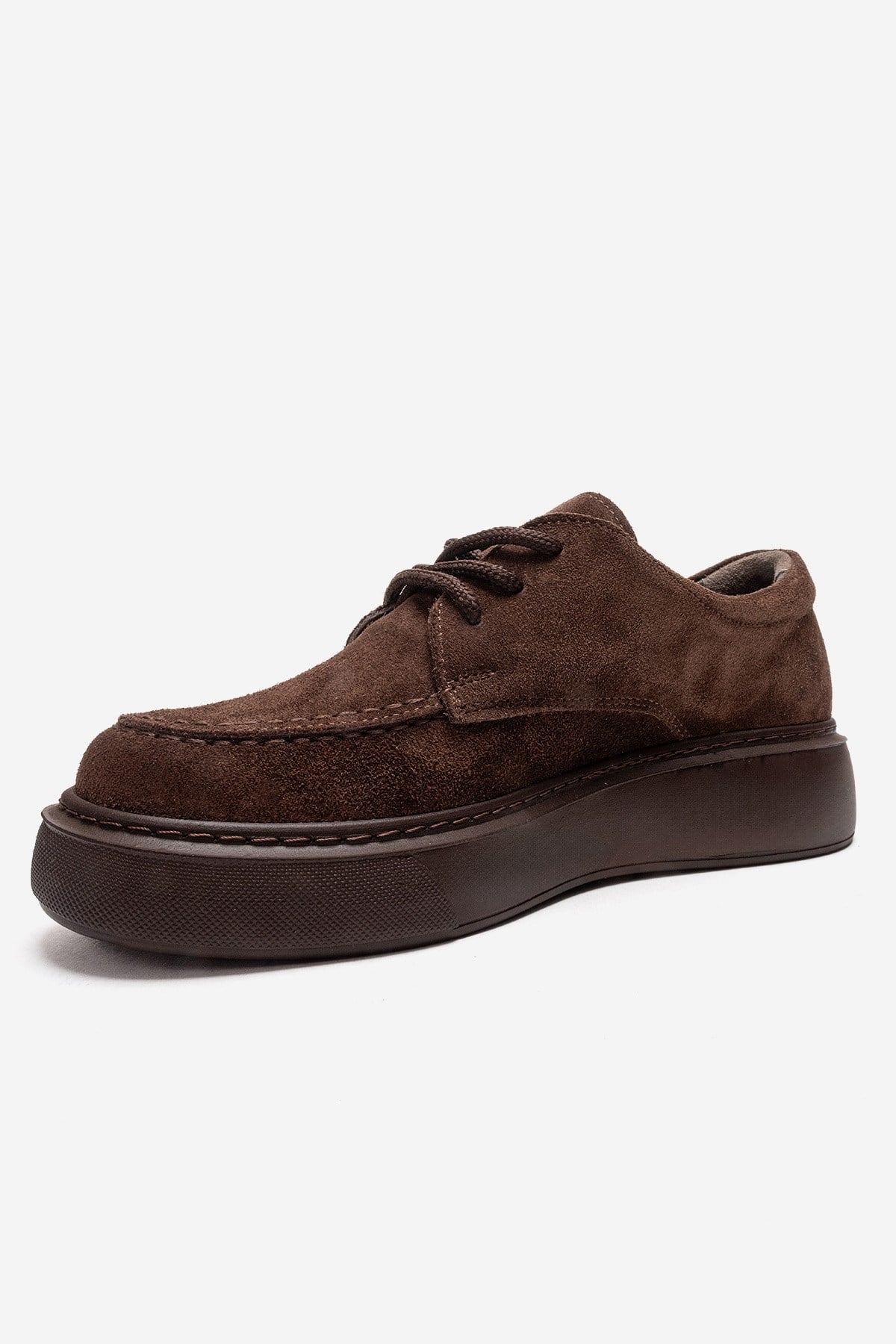 MAREON - Brown Suede Genuine Leather Lace-Up Sneaker (Women)