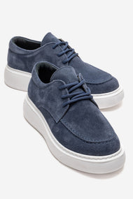 MAREON - Denim Blue Genuine Leather Lace-Up Daily Shoe (Women)