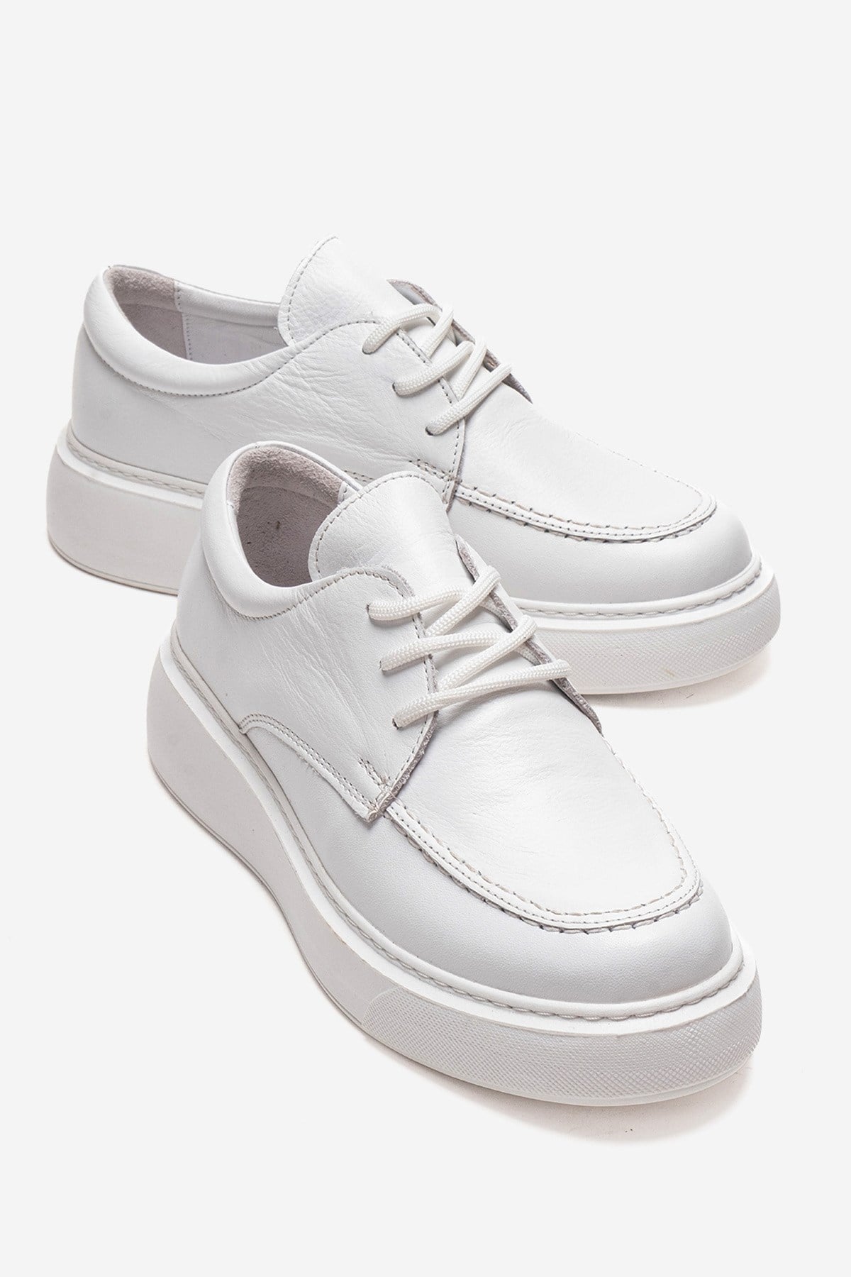 MAREON - White Genuine Leather Lace-Up Daily Shoe (Women)