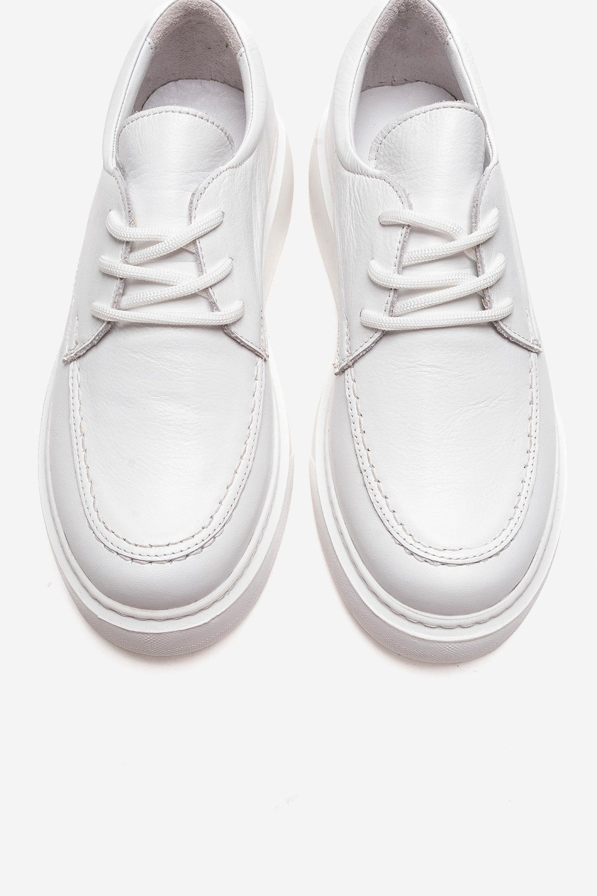 MAREON - White Genuine Leather Lace-Up Daily Shoe (Women)