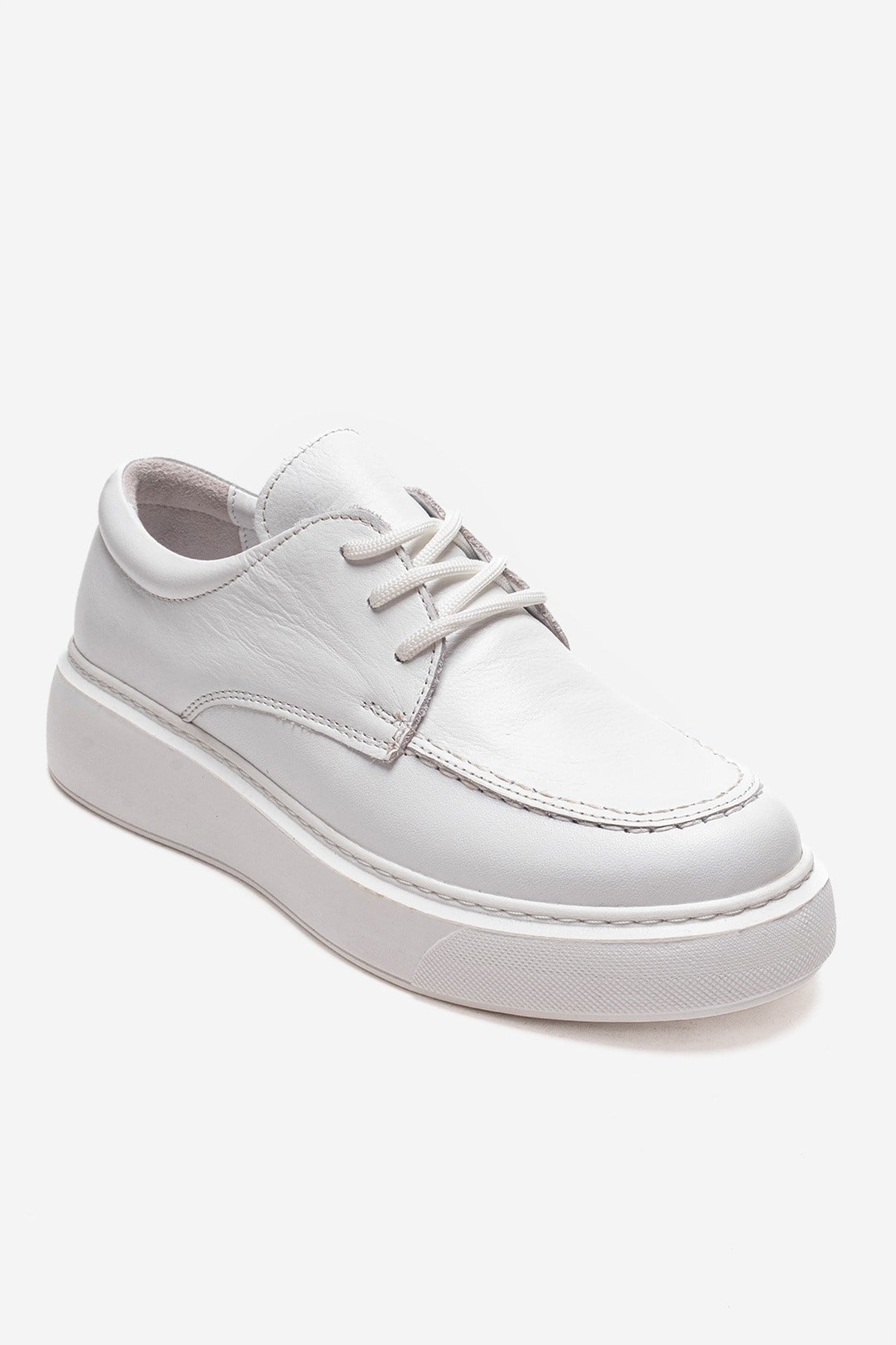 MAREON - White Genuine Leather Lace-Up Daily Shoe (Women)