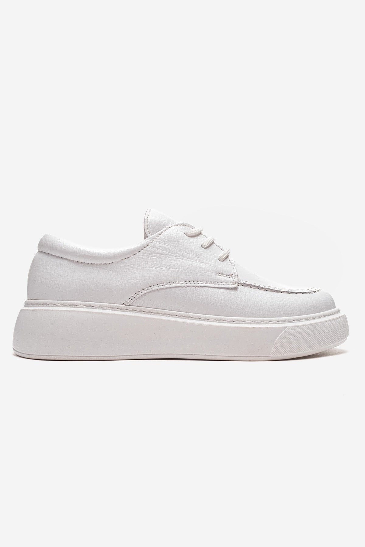 MAREON - White Genuine Leather Lace-Up Daily Shoe (Women)