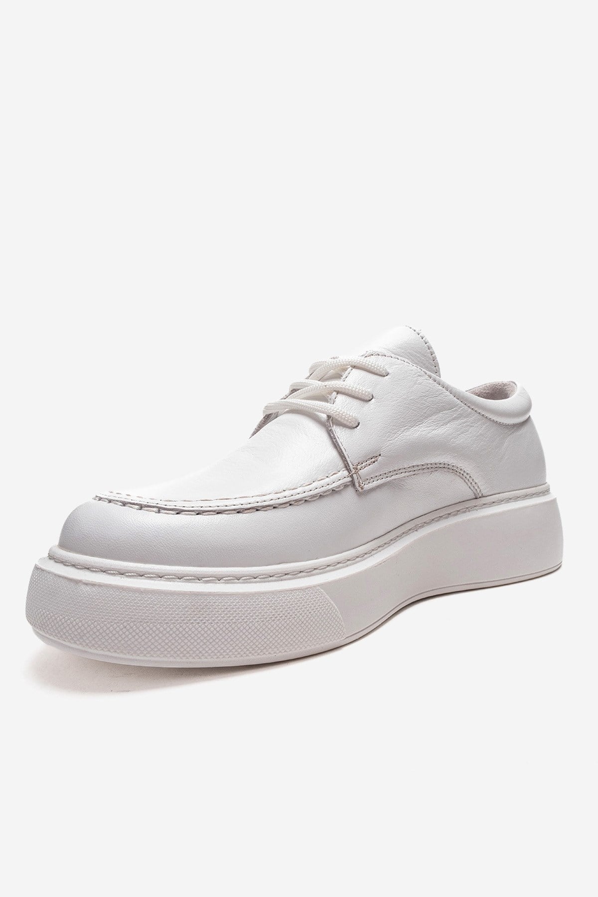 MAREON - White Genuine Leather Lace-Up Daily Shoe (Women)
