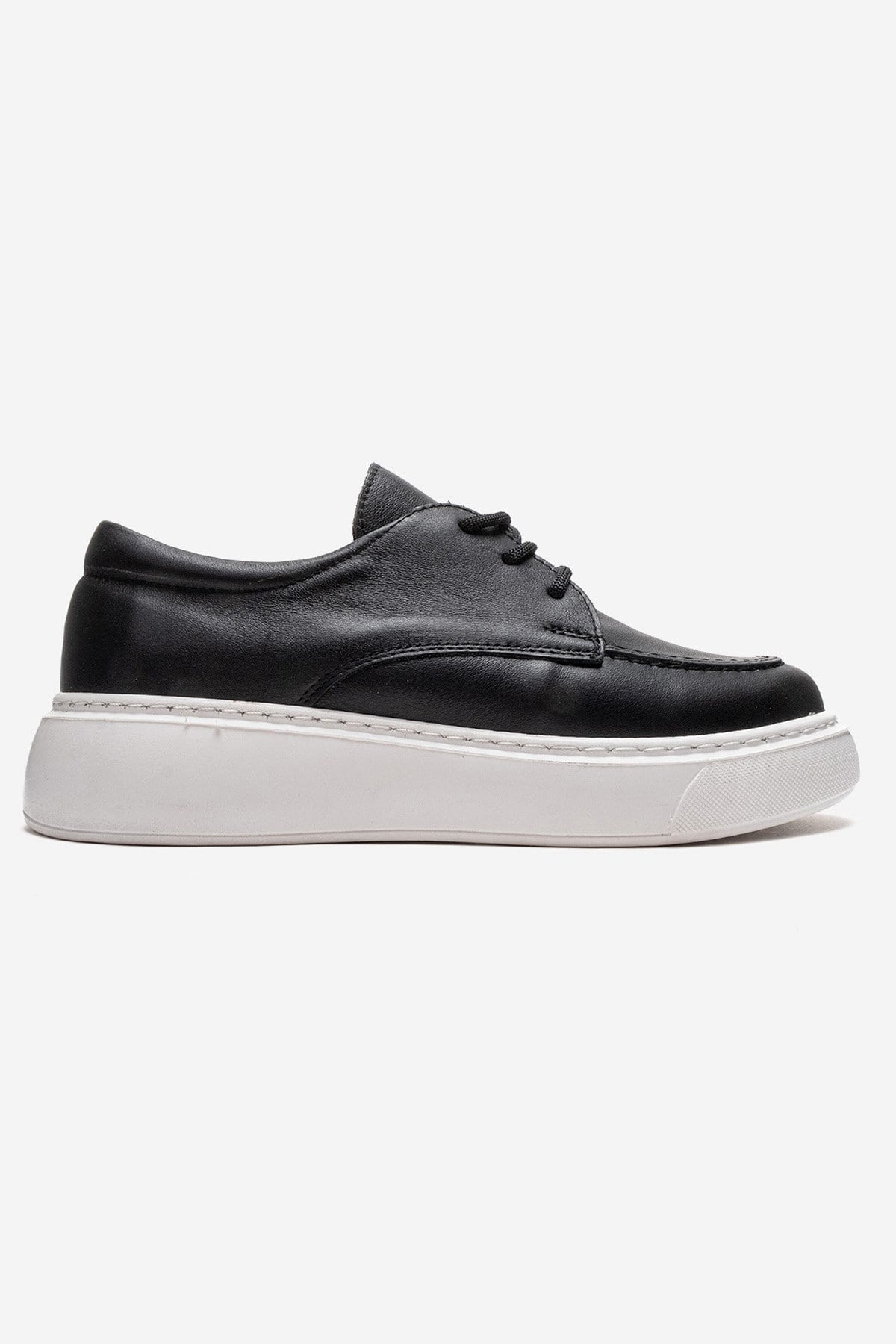 MAREON - Black Genuine Leather Lace-Up Daily Shoe (Women)