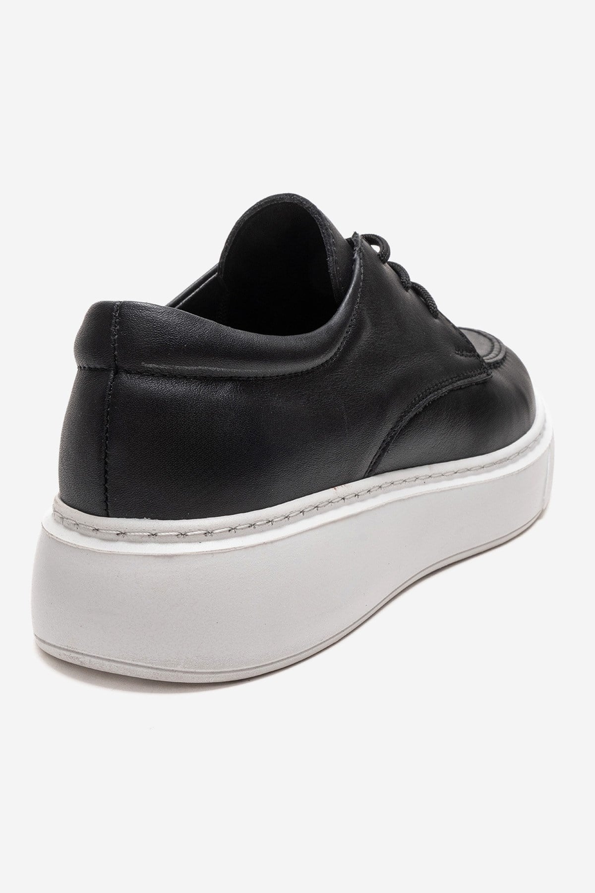 MAREON - Black Genuine Leather Lace-Up Daily Shoe (Women)
