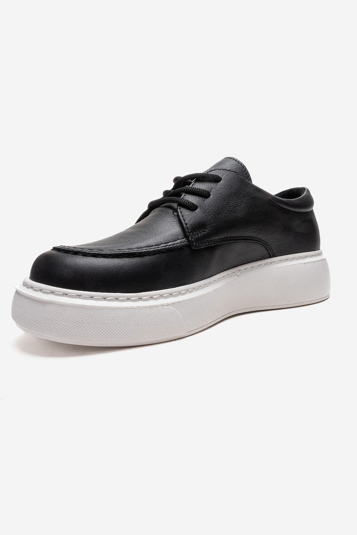 MAREON - Black Genuine Leather Lace-Up Daily Shoe (Women)