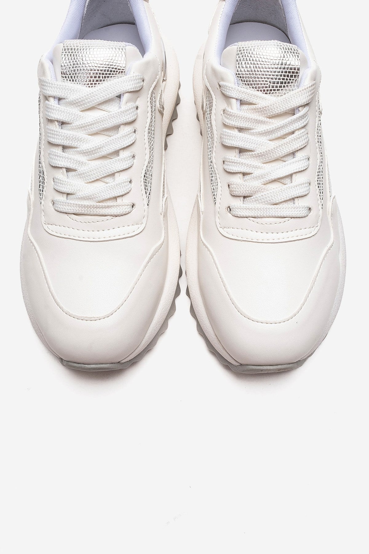 WHISPER - White Leather-Look Chunky Platform Everyday Sneaker (Women)