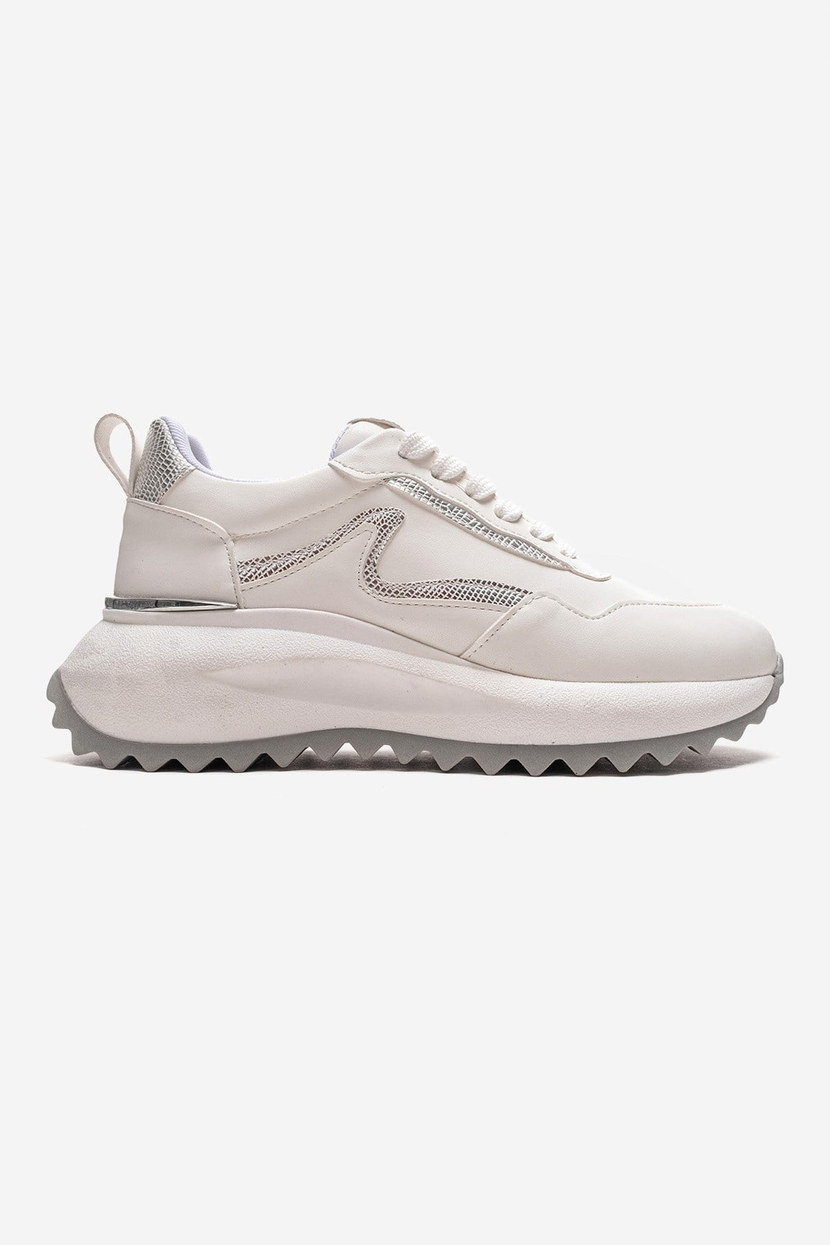 WHISPER - White Leather-Look Chunky Platform Everyday Sneaker (Women)