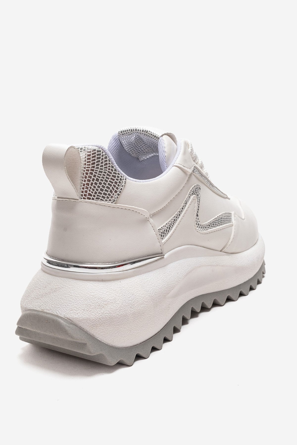 WHISPER - White Leather-Look Chunky Platform Everyday Sneaker (Women)