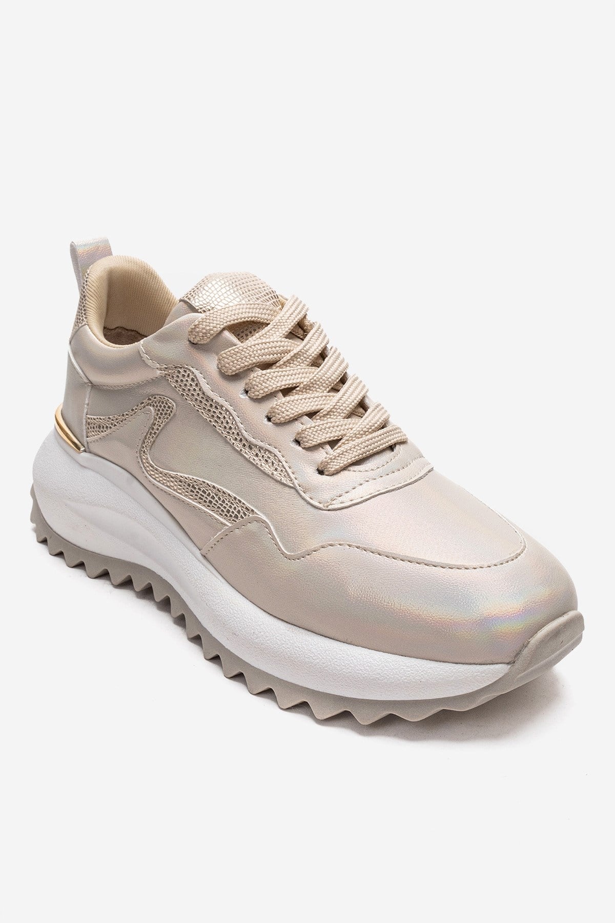 WHISPER - Beige Glitter Chunky Platform Everyday Sneaker (Women)