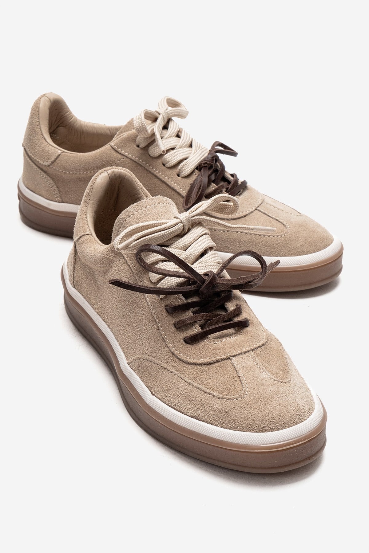 MELLE - Beige Genuine Suede Leather Casual Sneaker (Women)