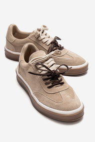 MELLE - Beige Genuine Suede Leather Casual Sneaker (Women)