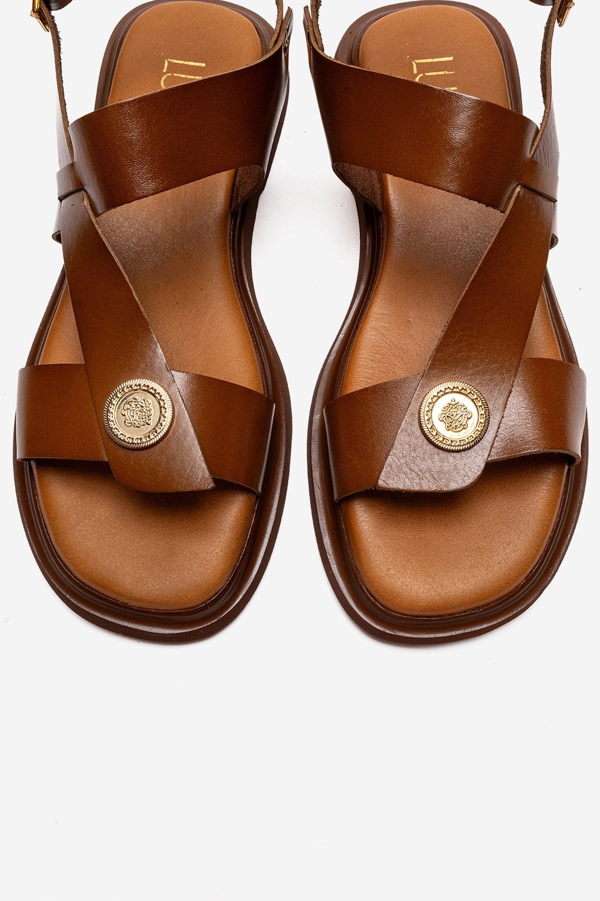 Quella - Cognac Genuine Leather Buckle Sandal (Women)