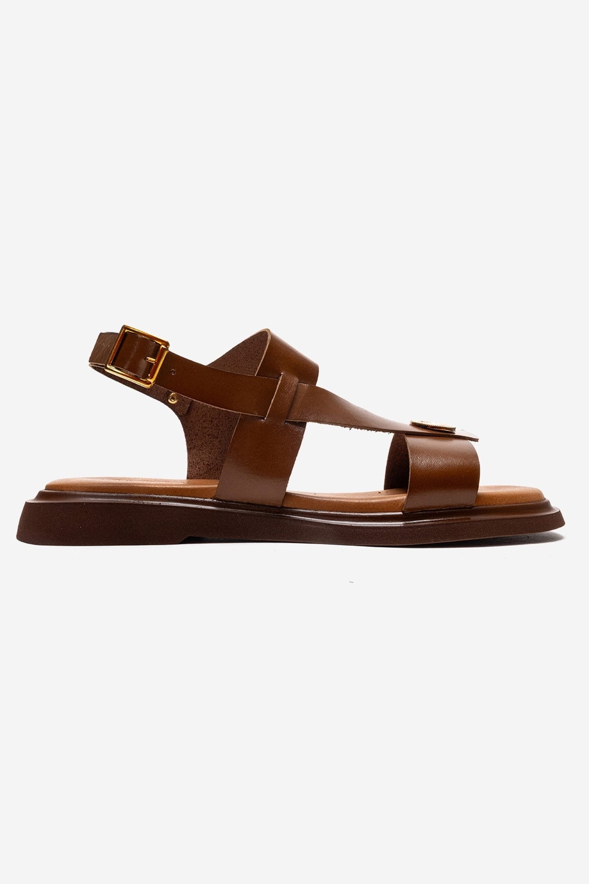 Quella - Cognac Genuine Leather Buckle Sandal (Women)