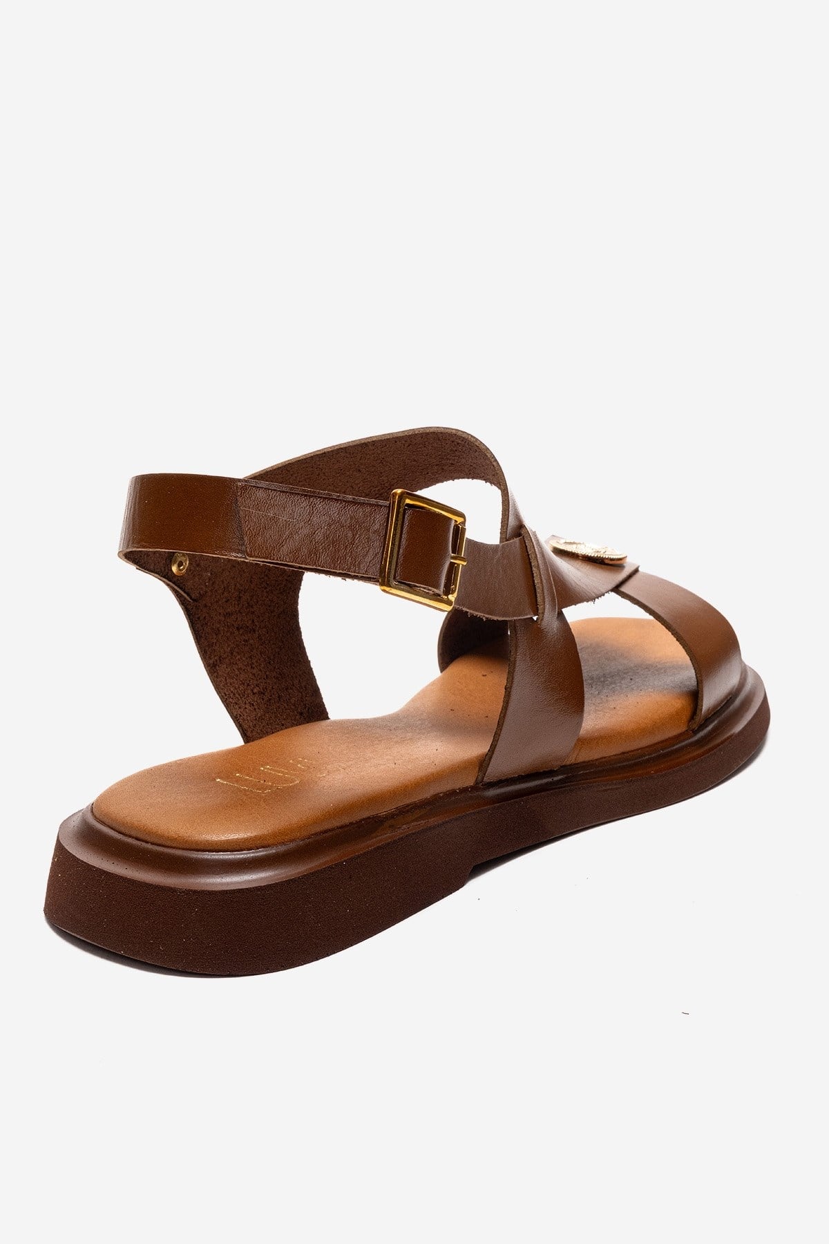 Quella - Cognac Genuine Leather Buckle Sandal (Women)