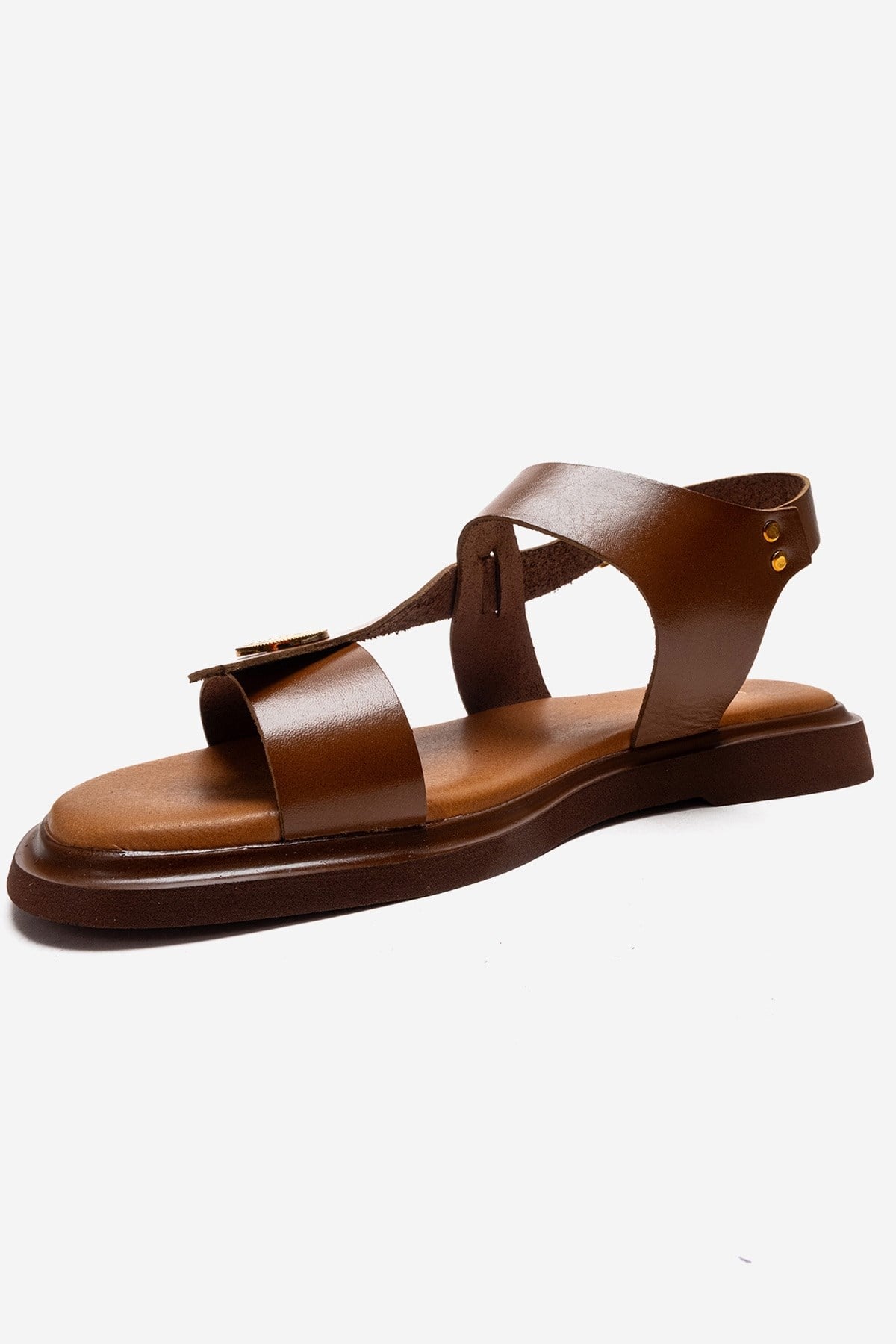 Quella - Cognac Genuine Leather Buckle Sandal (Women)