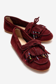 Evelyn - Burgundy Genuine Leather Suede Loafer (Women)
