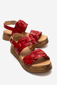 ELVORO - Red Genuine Leather Sandal (Women)