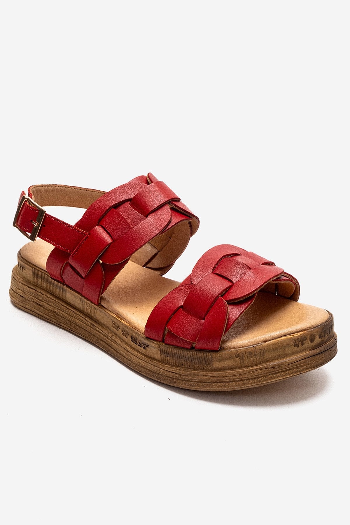 ELVORO - Red Genuine Leather Sandal (Women)