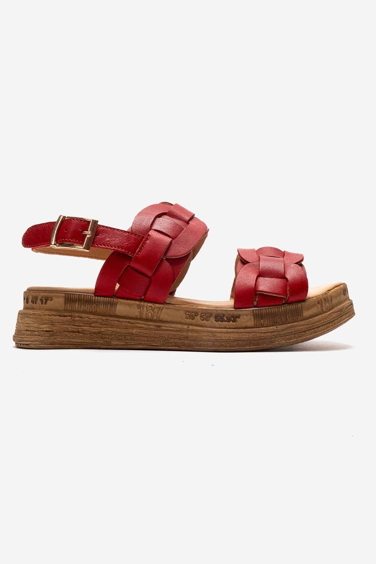 ELVORO - Red Genuine Leather Sandal (Women)