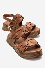 ELVORO - Camel Genuine Leather Sandal (Women)