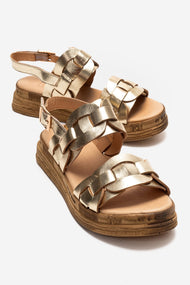 ELVORO - Gold Genuine Leather Sandal (Women)