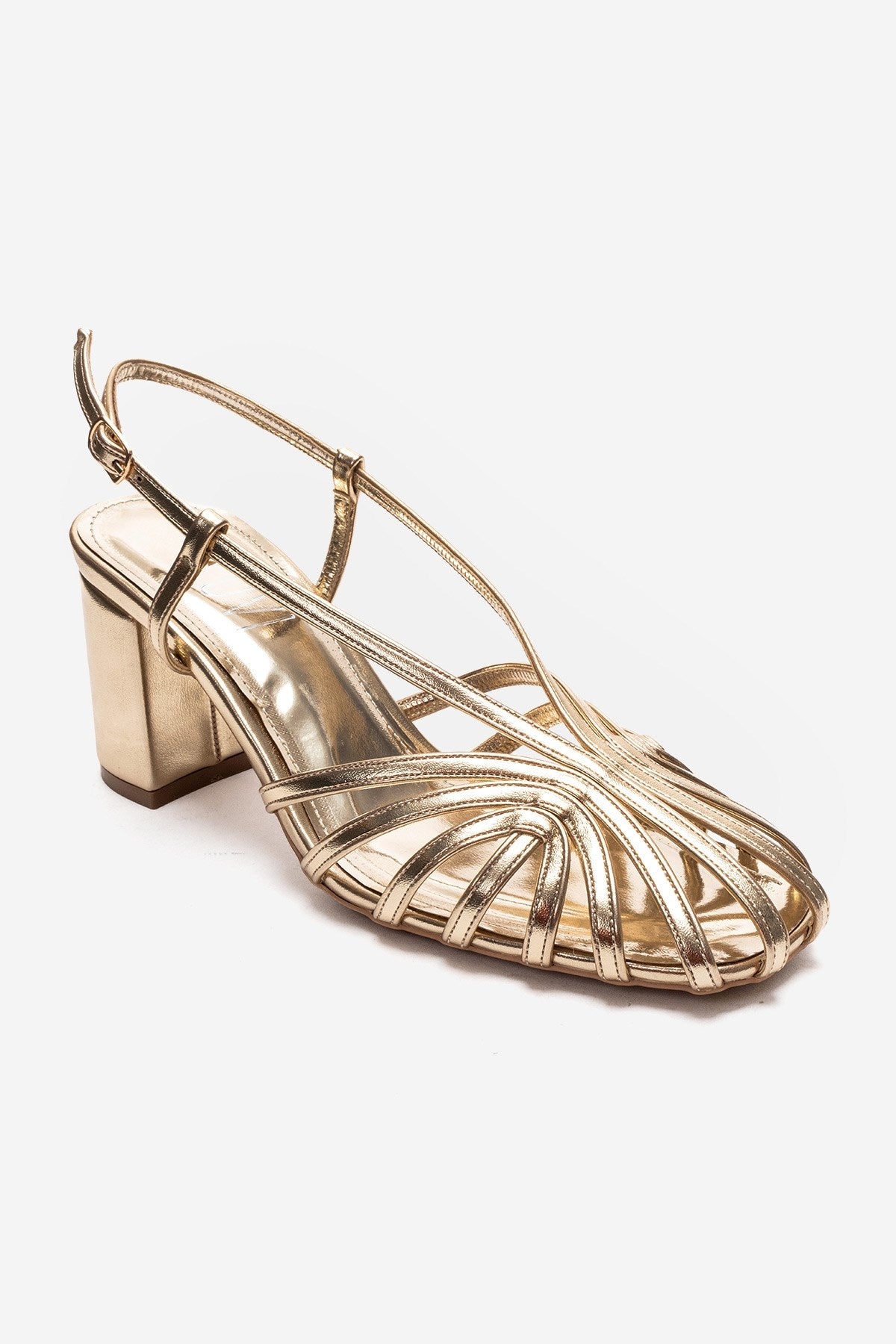 WILDA - Gold Block Heel Shoe (Women)