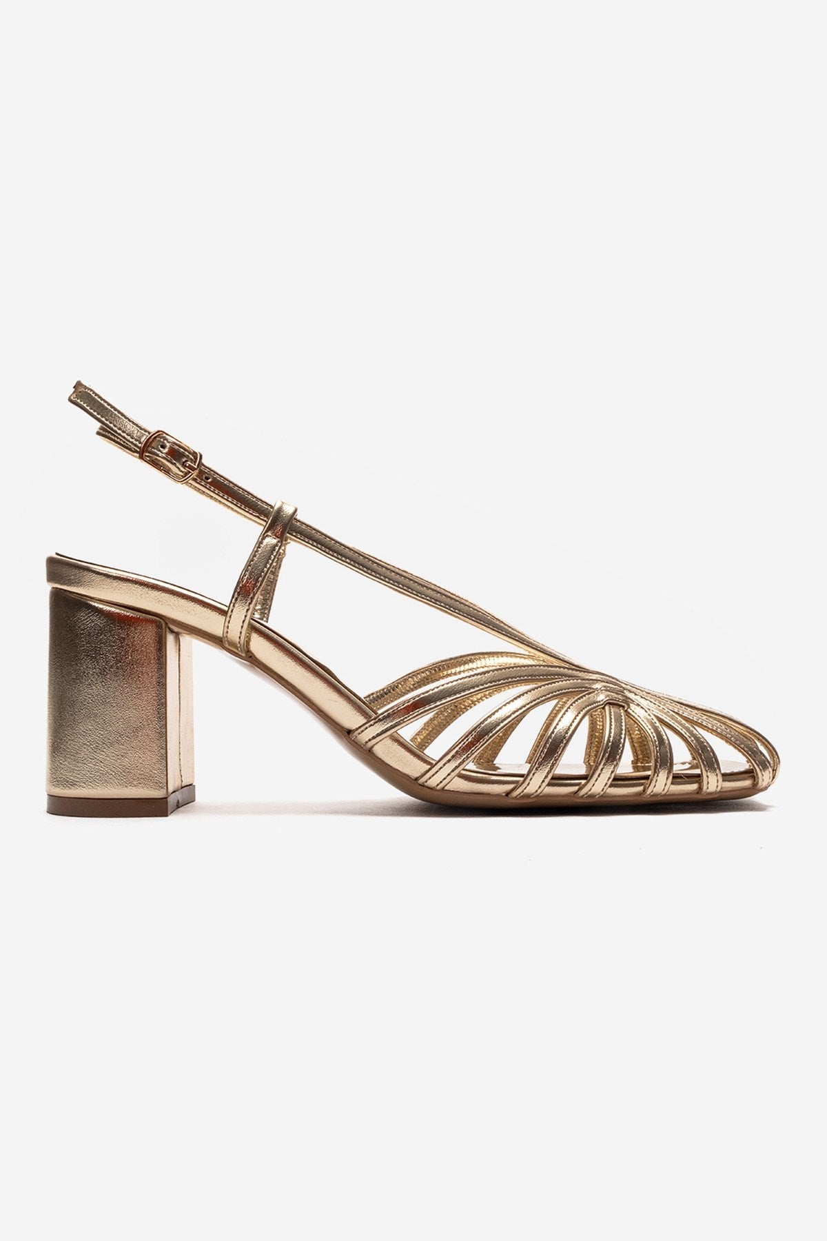 WILDA - Gold Block Heel Shoe (Women)
