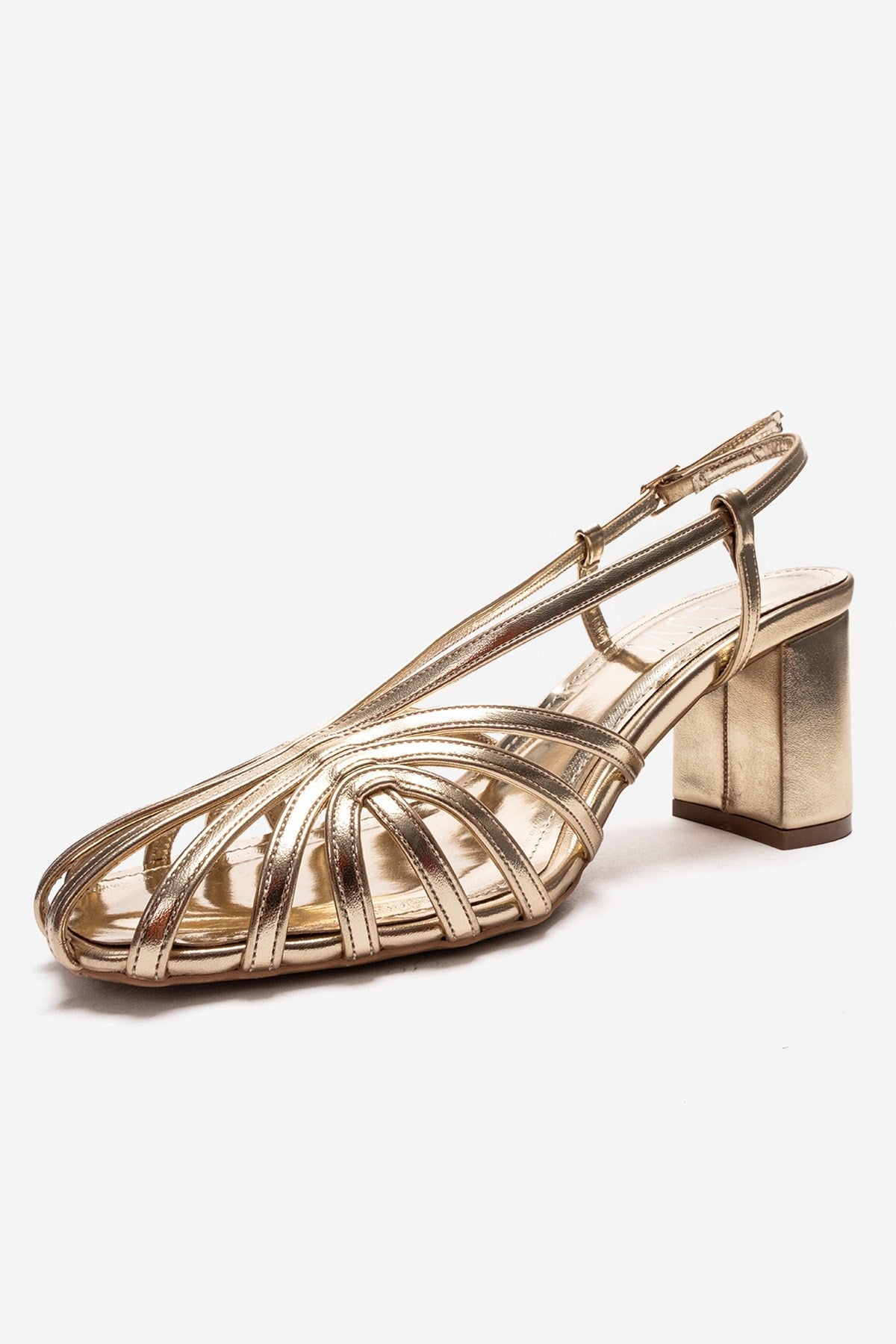 WILDA - Gold Block Heel Shoe (Women)