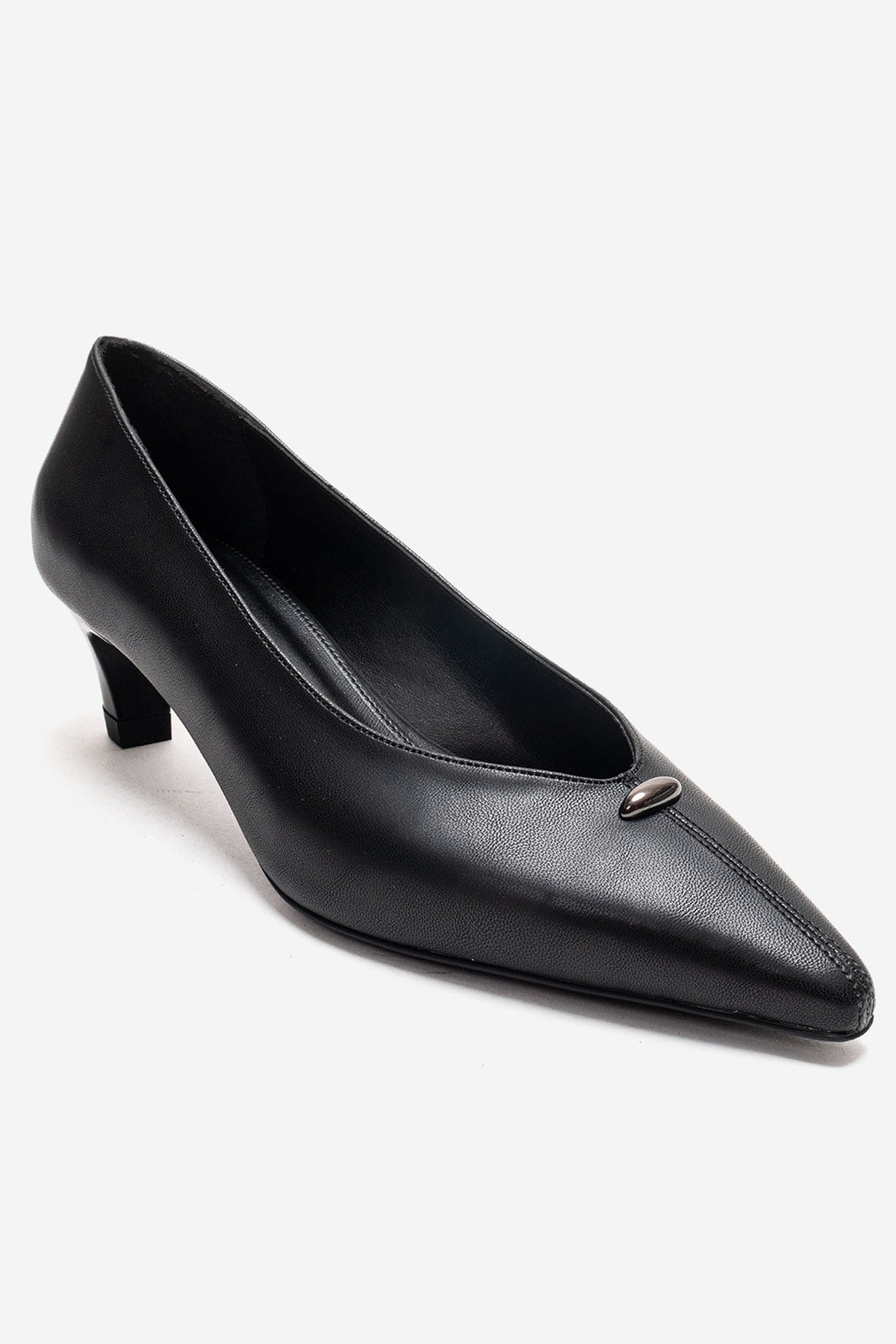 VERSAY - Black Pointed Toe Kitten Heel Pump (Women)