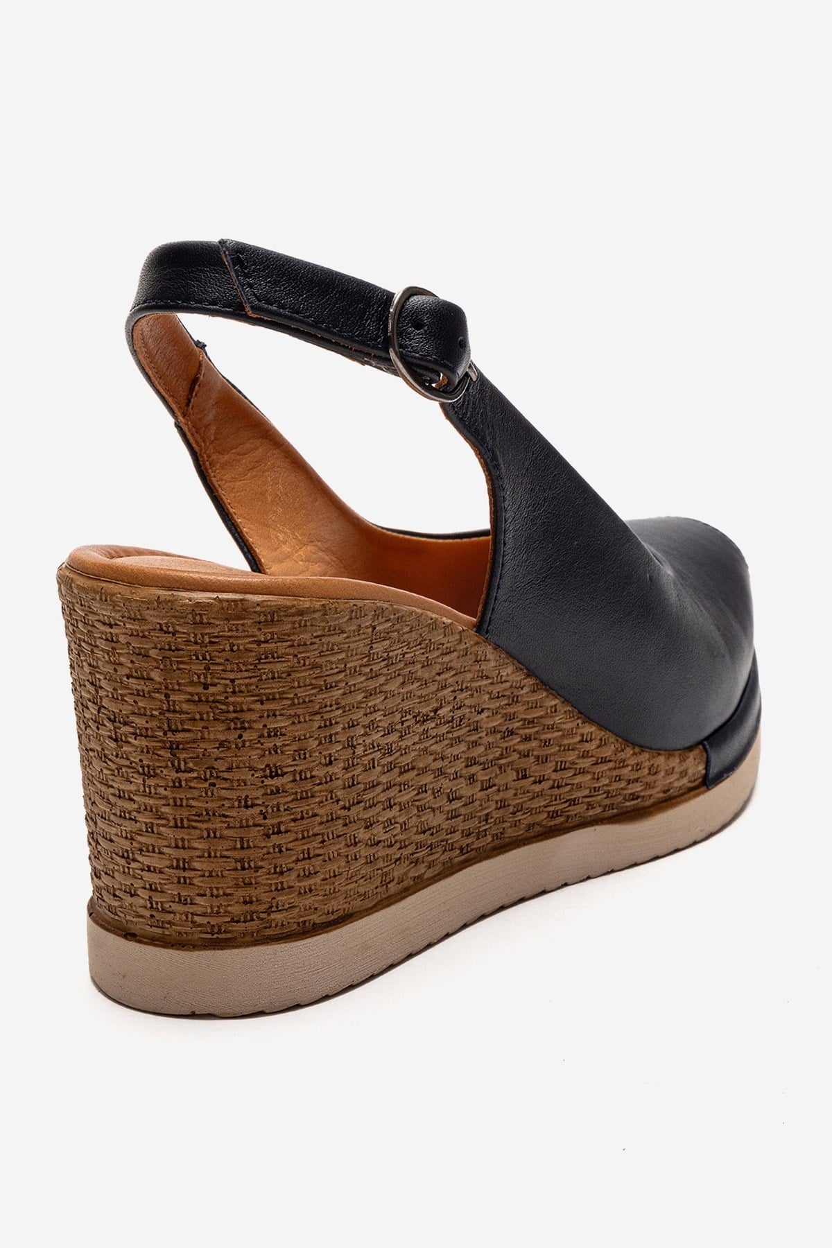 HELINA - Navy Genuine Leather Wedge Sandal (Women)