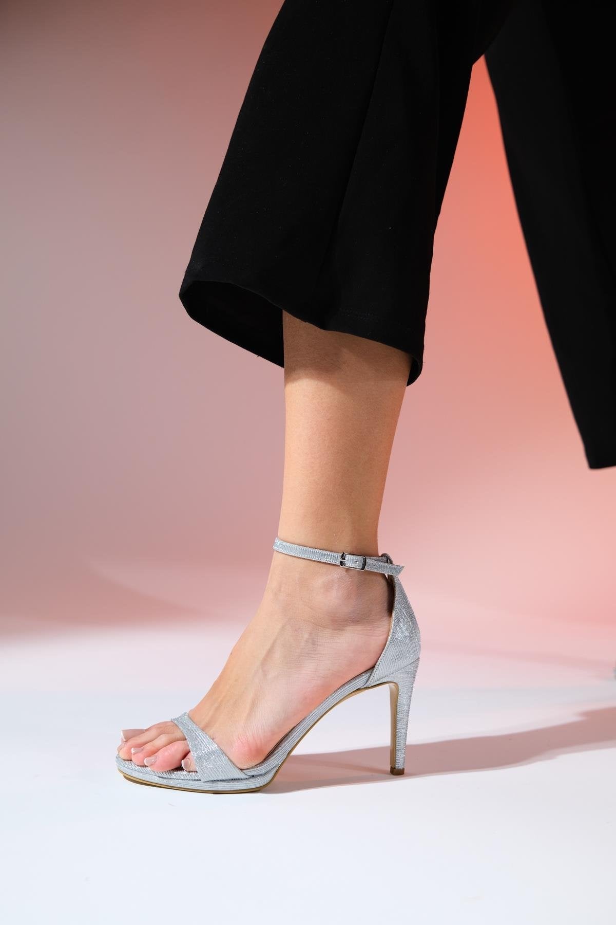 Bern - Silver Striped Platform Heel Evening Shoe (Women)