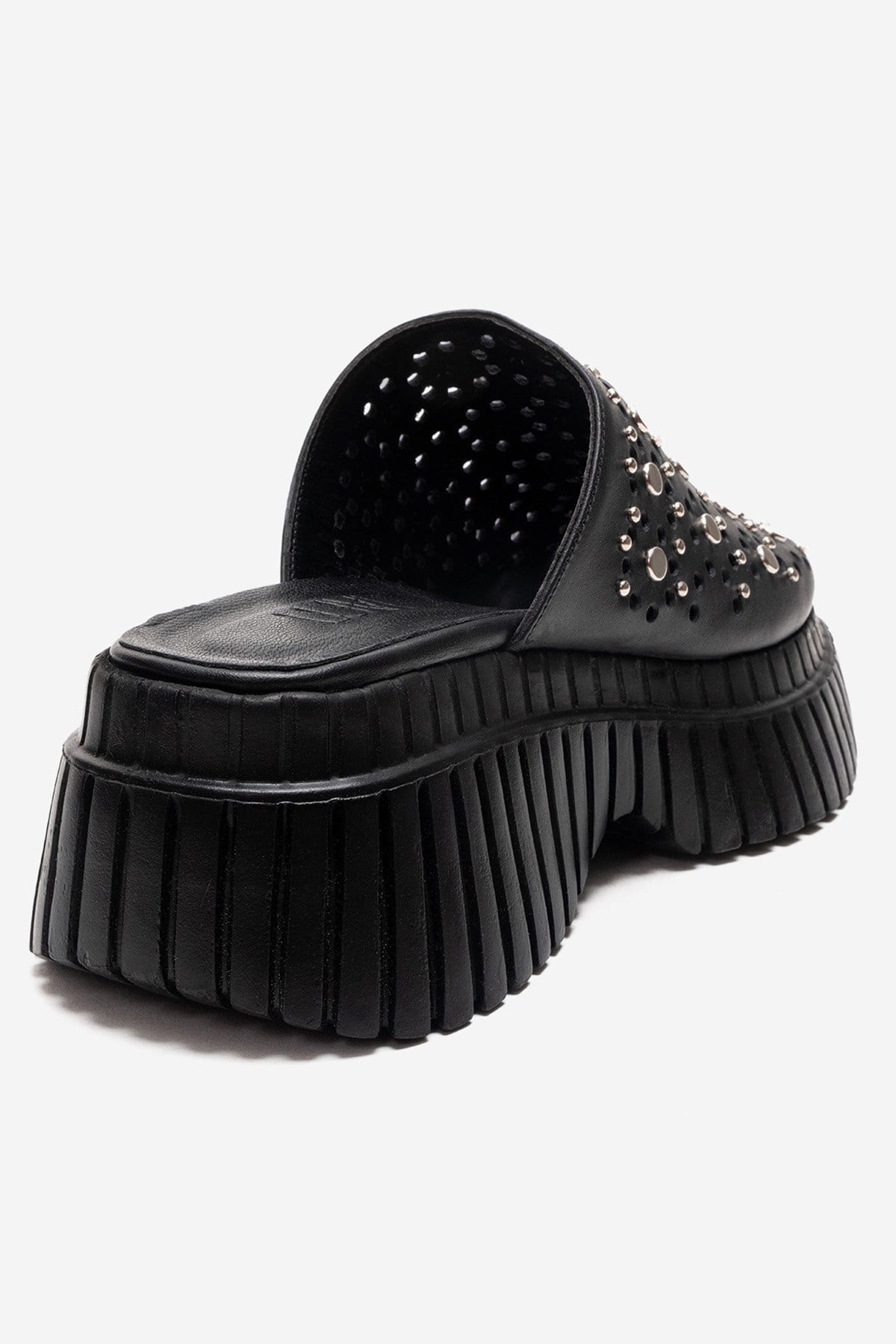HARLOW - Black Genuine Leather Platform Slide (Women)