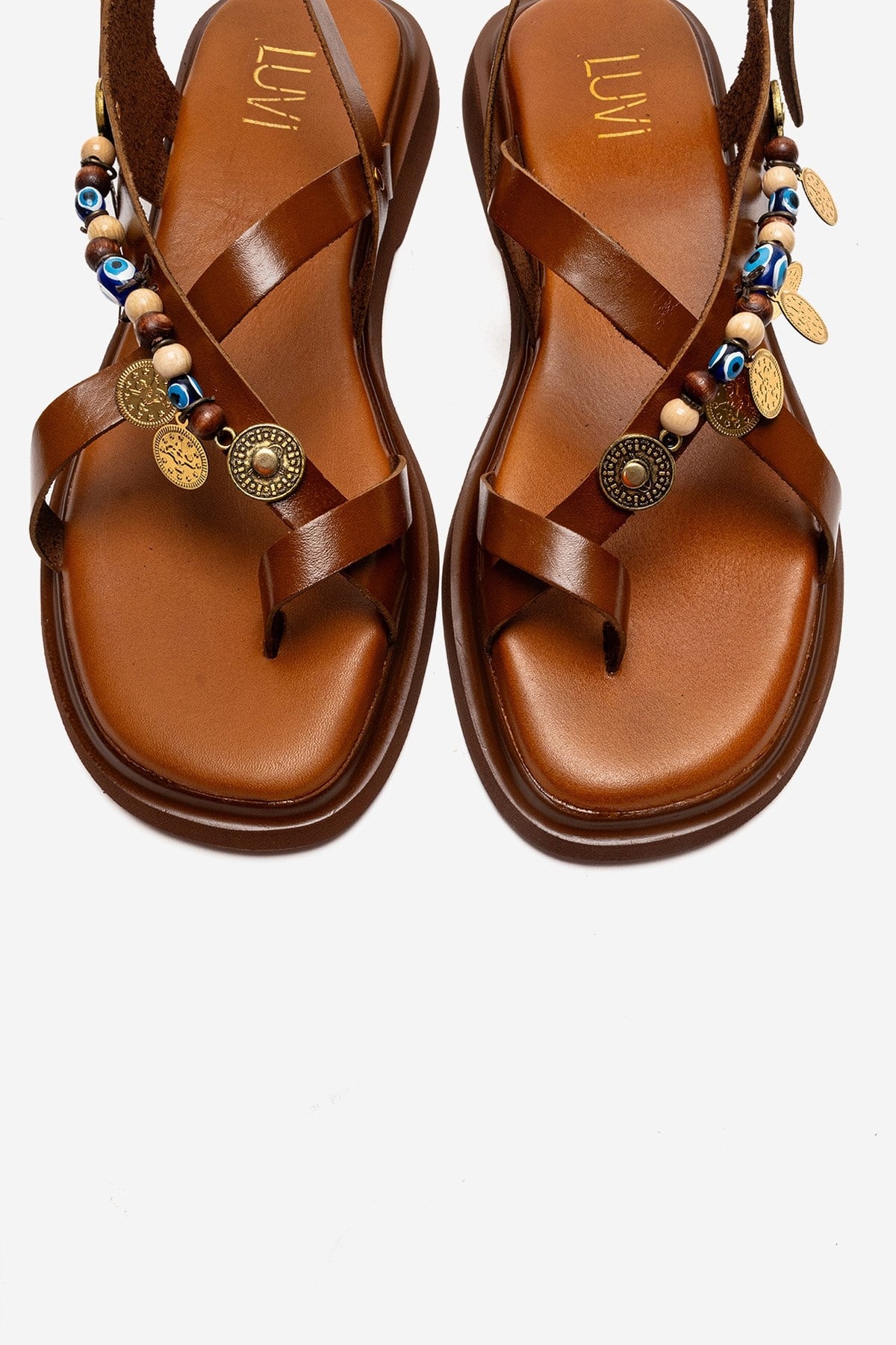 HUSH - Cognac Genuine Leather Beaded Toe-Post Sandal (Women)