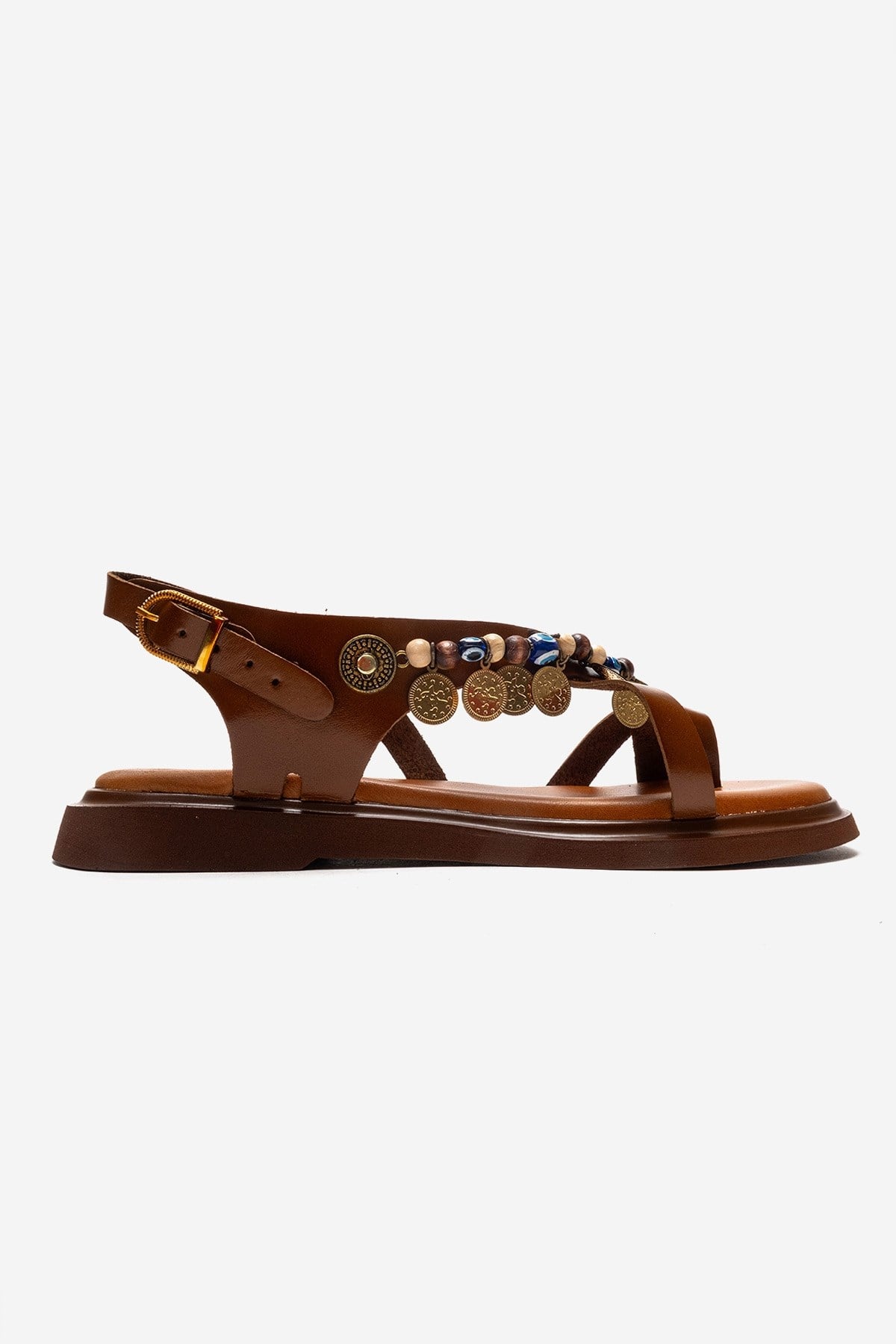 HUSH - Cognac Genuine Leather Beaded Toe-Post Sandal (Women)
