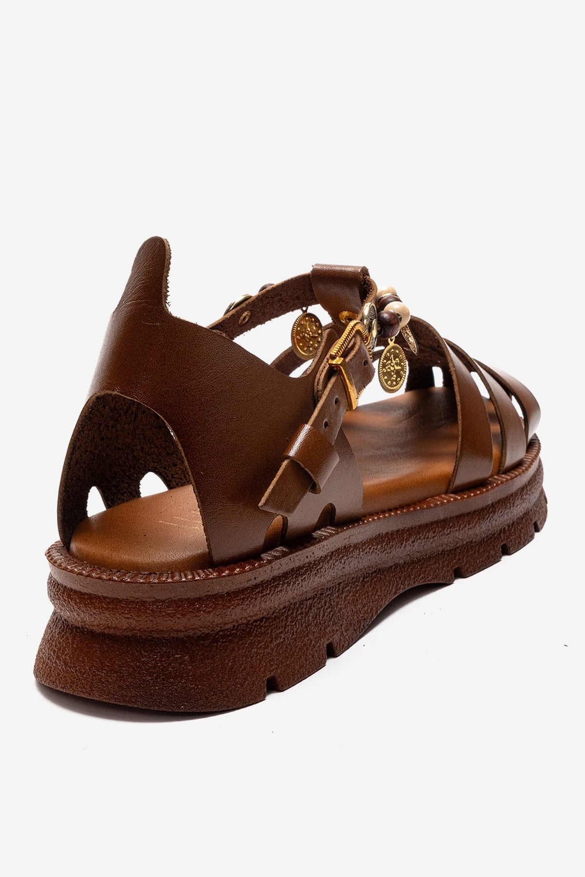 SOLIS - Tan Genuine Leather Beaded Sandal (Women)