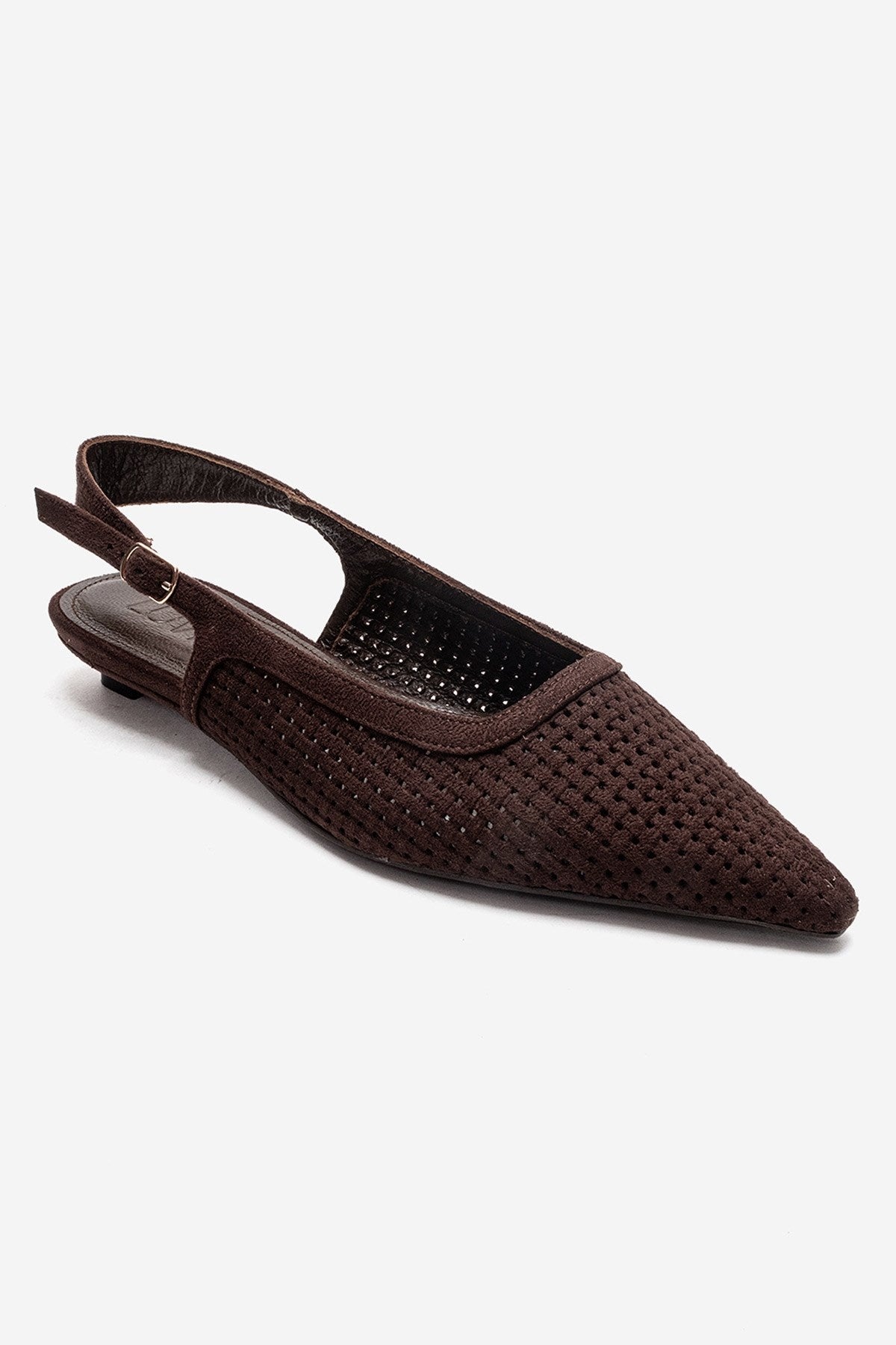 AVIVA - Brown Genuine Leather Pointed Toe Low Block Heel Pump (Women)