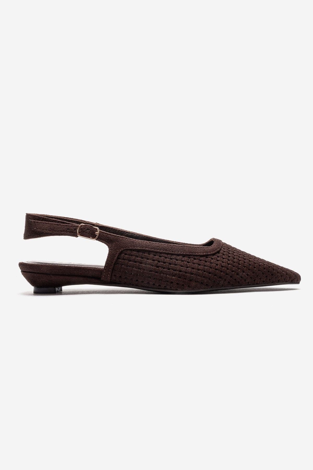 AVIVA - Brown Genuine Leather Pointed Toe Low Block Heel Pump (Women)