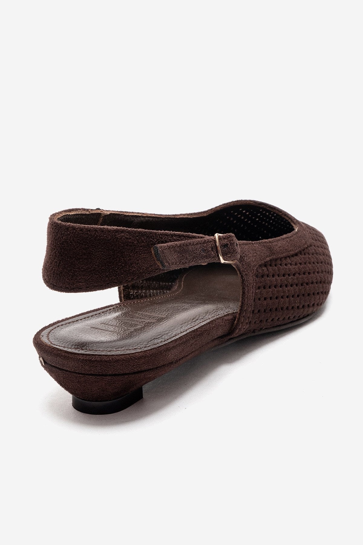 AVIVA - Brown Genuine Leather Pointed Toe Low Block Heel Pump (Women)