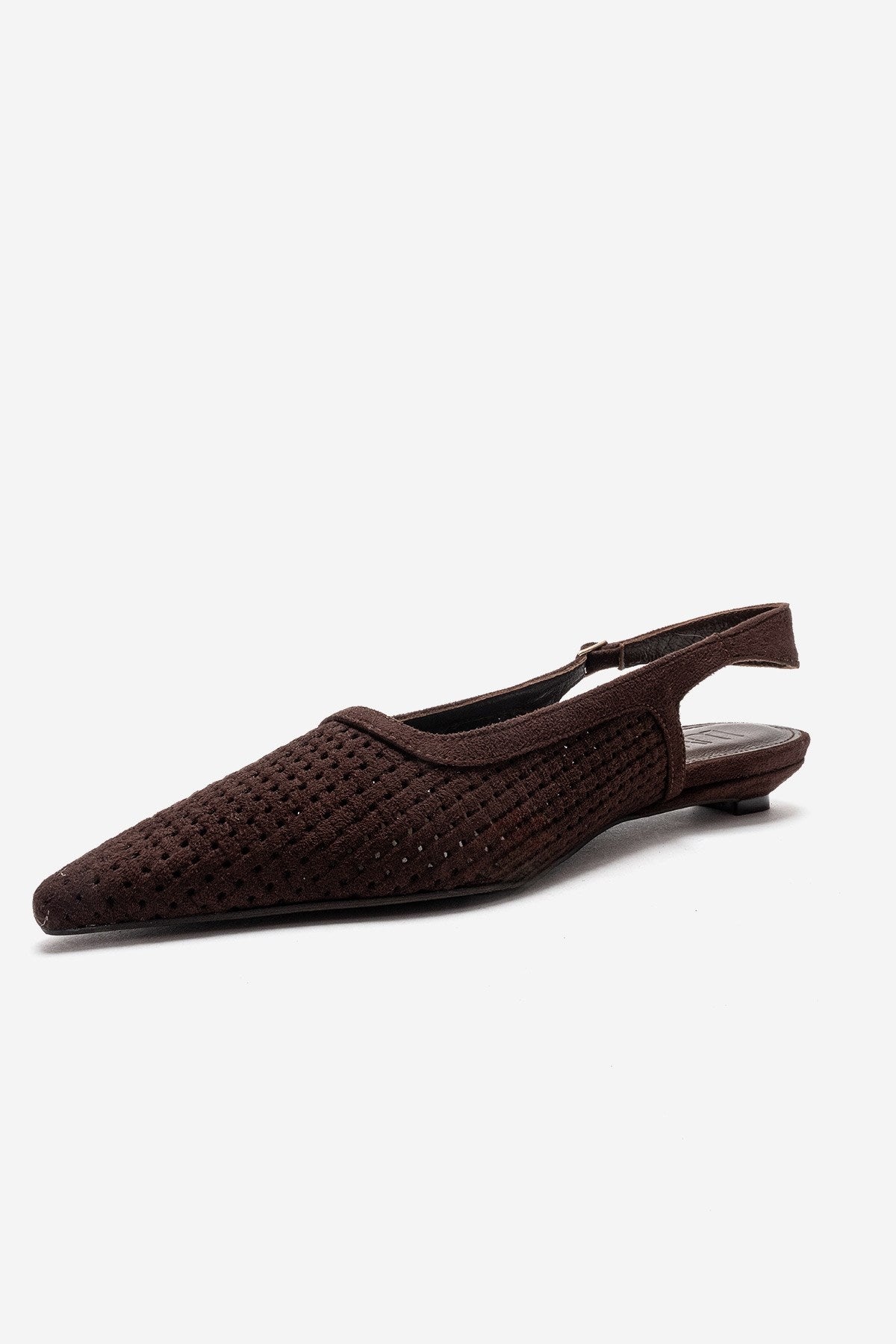 AVIVA - Brown Genuine Leather Pointed Toe Low Block Heel Pump (Women)