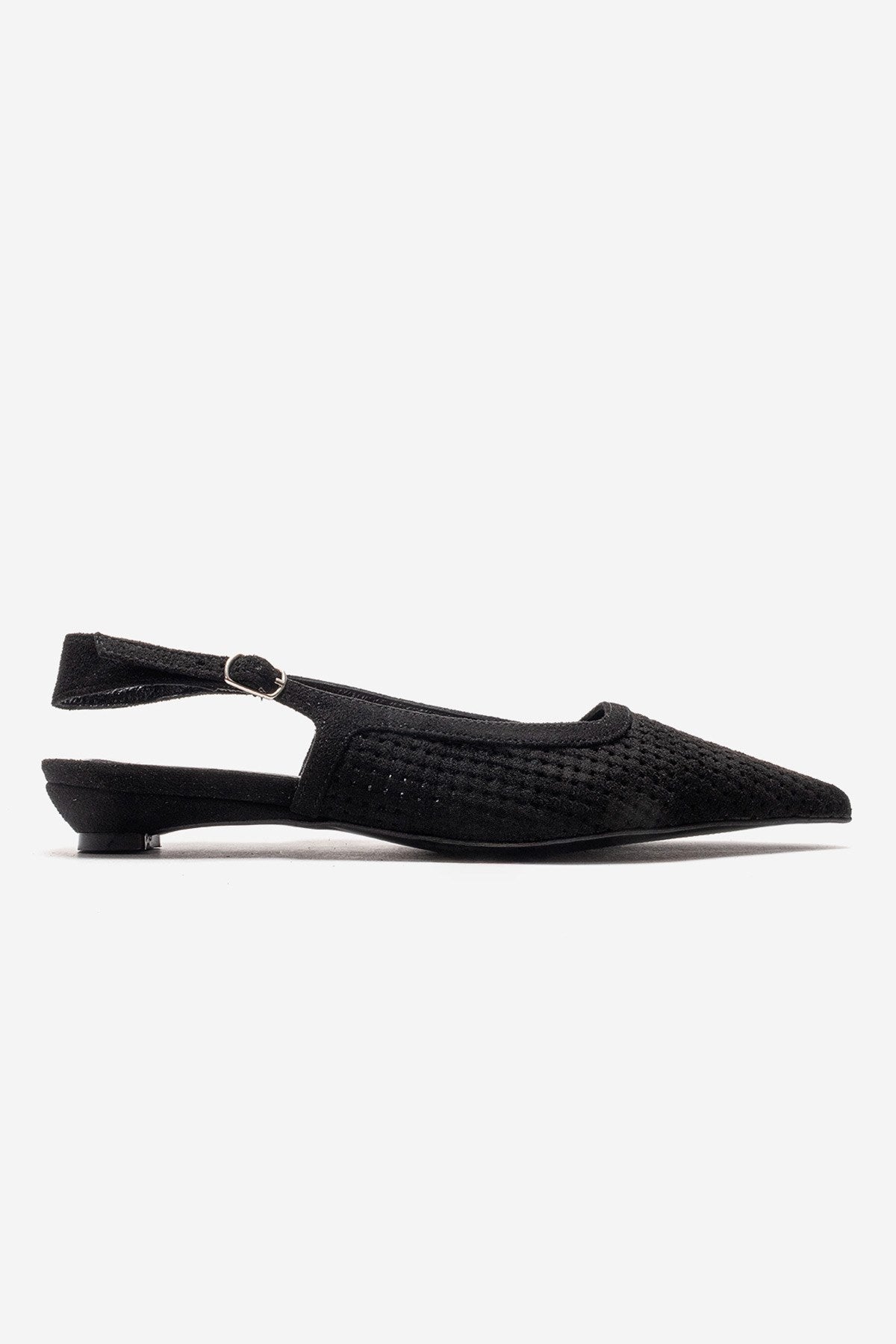 AVIVA - Black Genuine Leather Pointed Toe Low Block Heel Pump (Women)